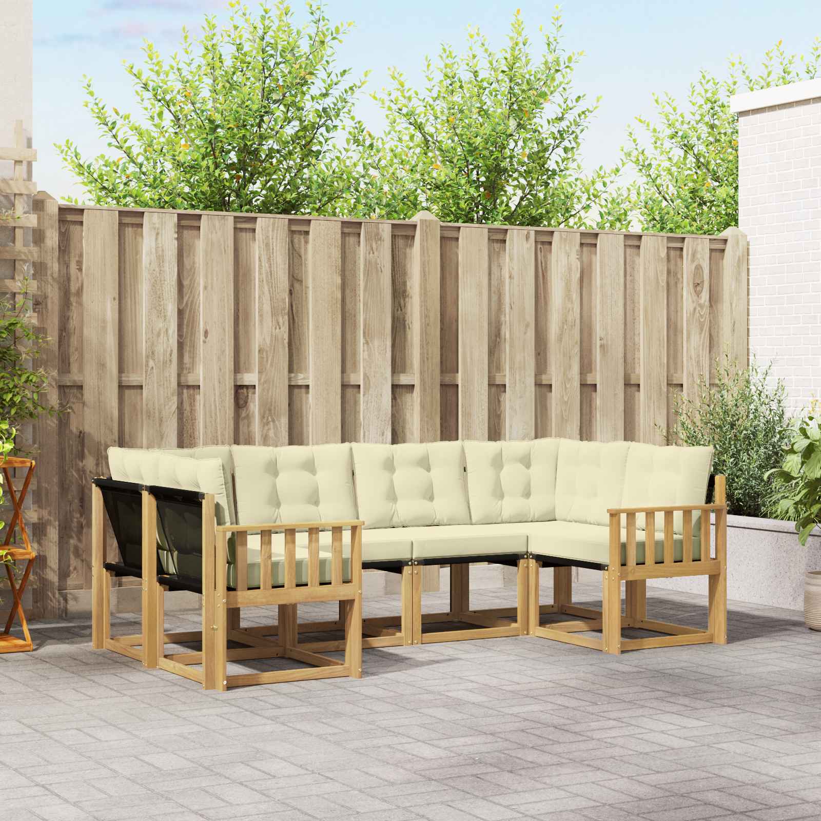 Outdoor-Sofagarnitur 6 stk. Weiß und Creme