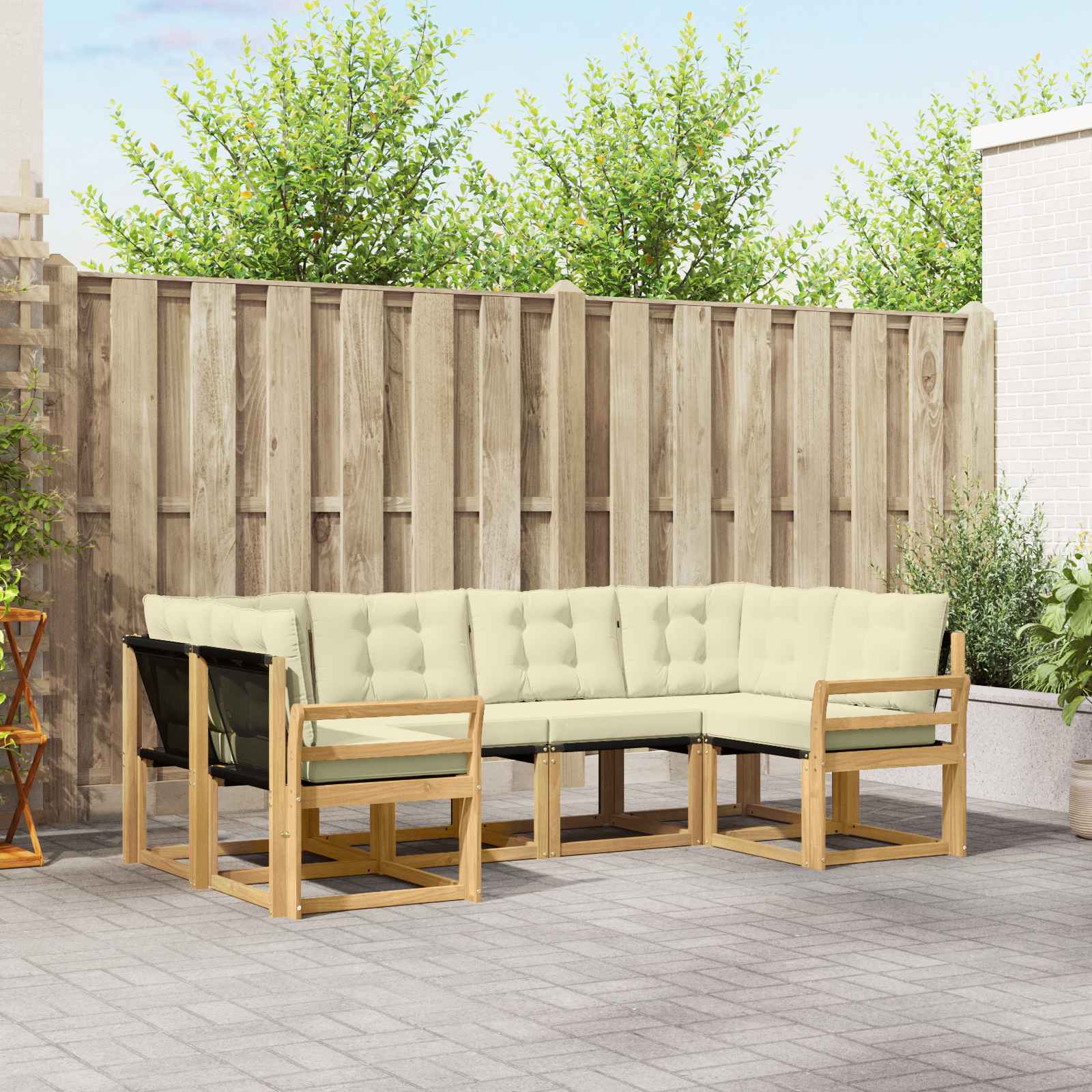 Outdoor-Sofagarnitur 6 stk. Weiß und Creme