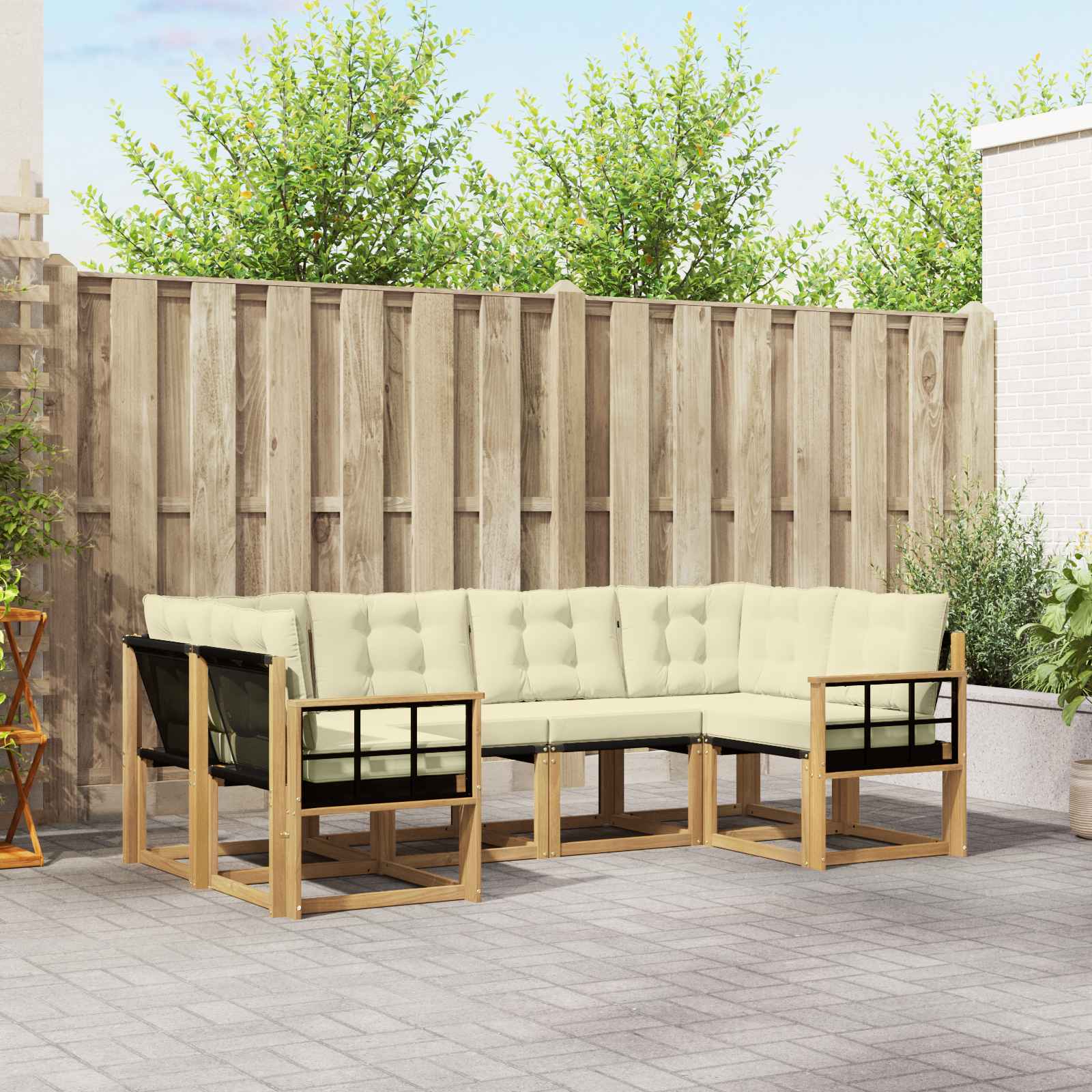Outdoor-Sofagarnitur 6 stk. Weiß und Creme