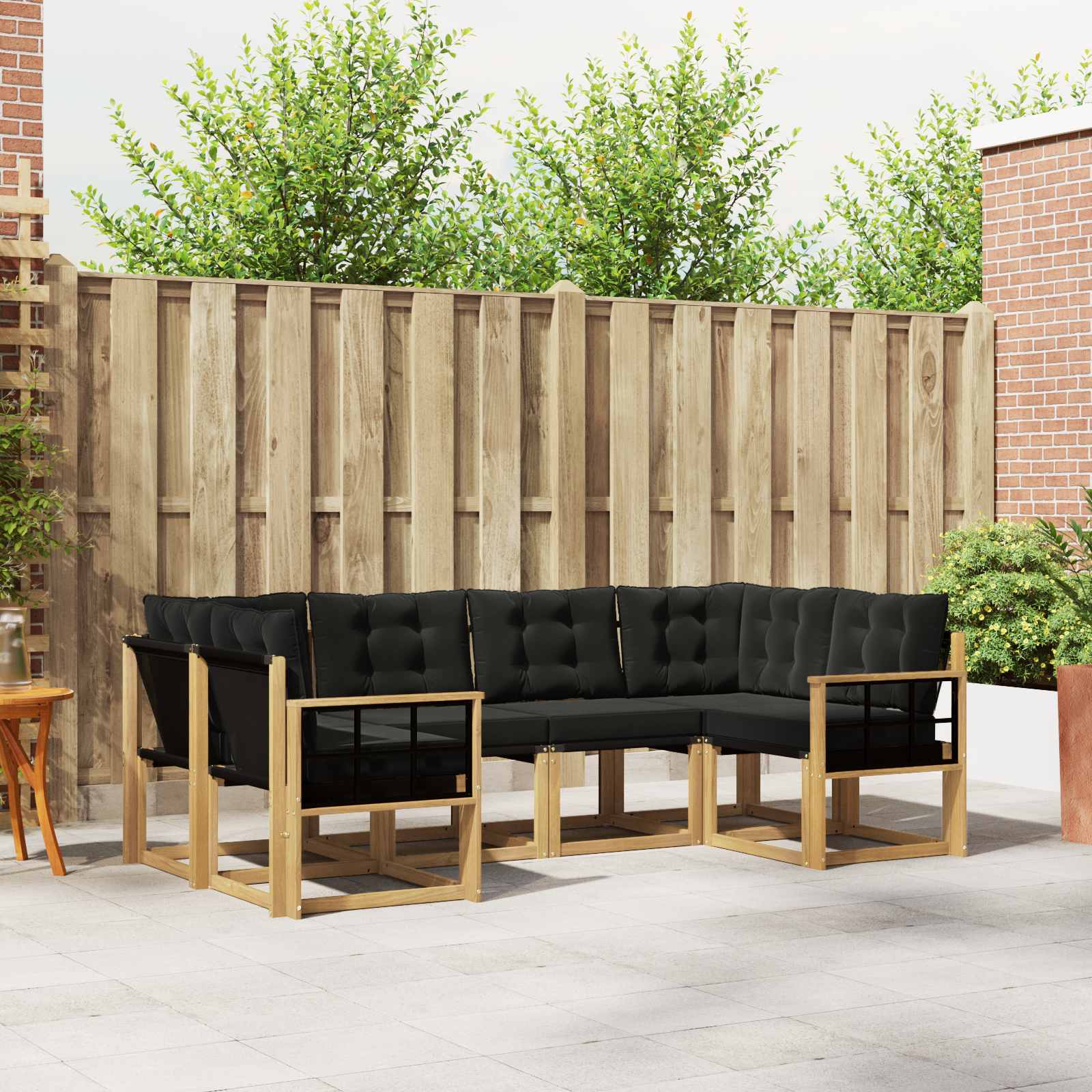 Outdoor-Sofagarnitur 6 stk. Weiß und Schwarz
