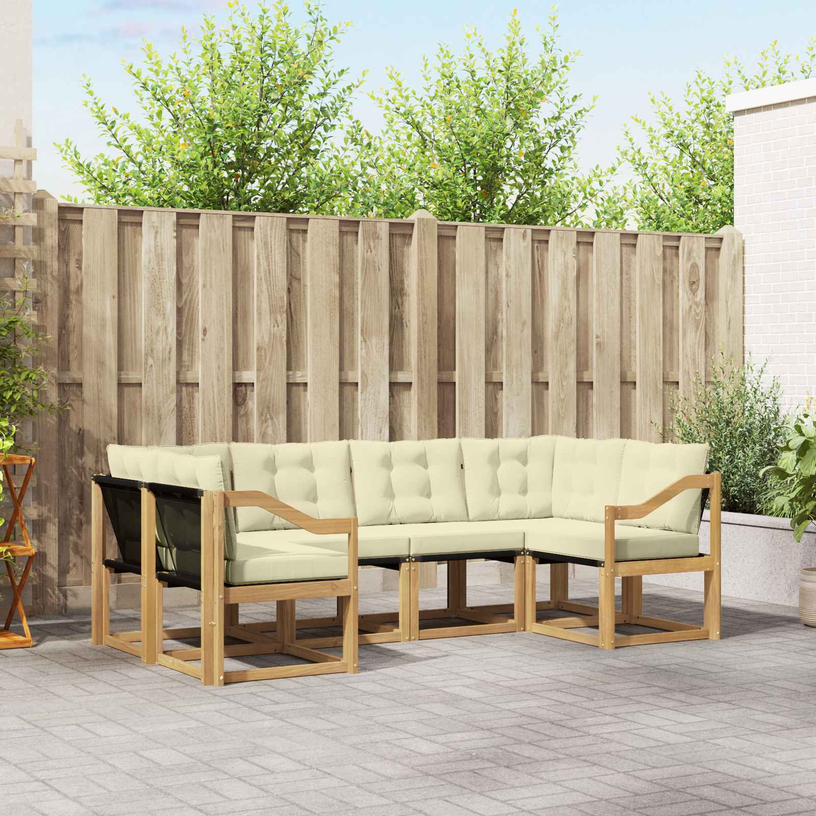 Outdoor-Sofagarnitur 6 stk. Weiß und Creme