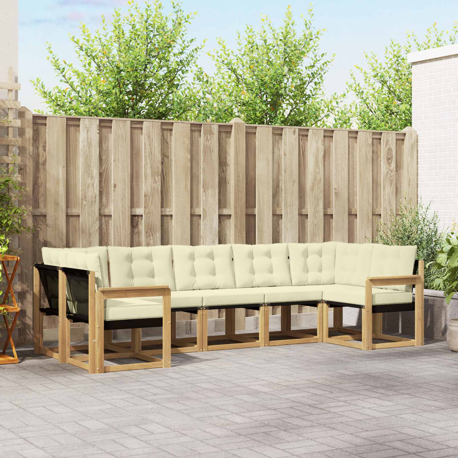 Outdoor-Sofagarnitur 7 stk. Weiß und Creme