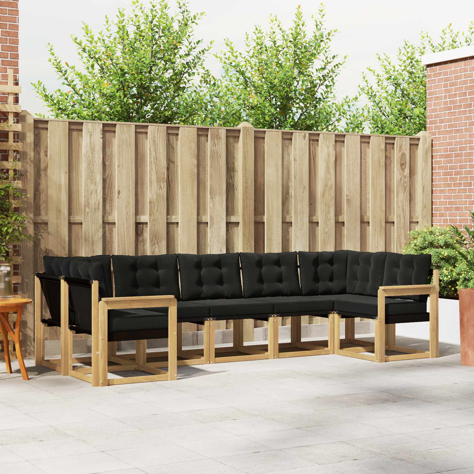 Outdoor-Sofagarnitur 7 stk. Weiß und Schwarz