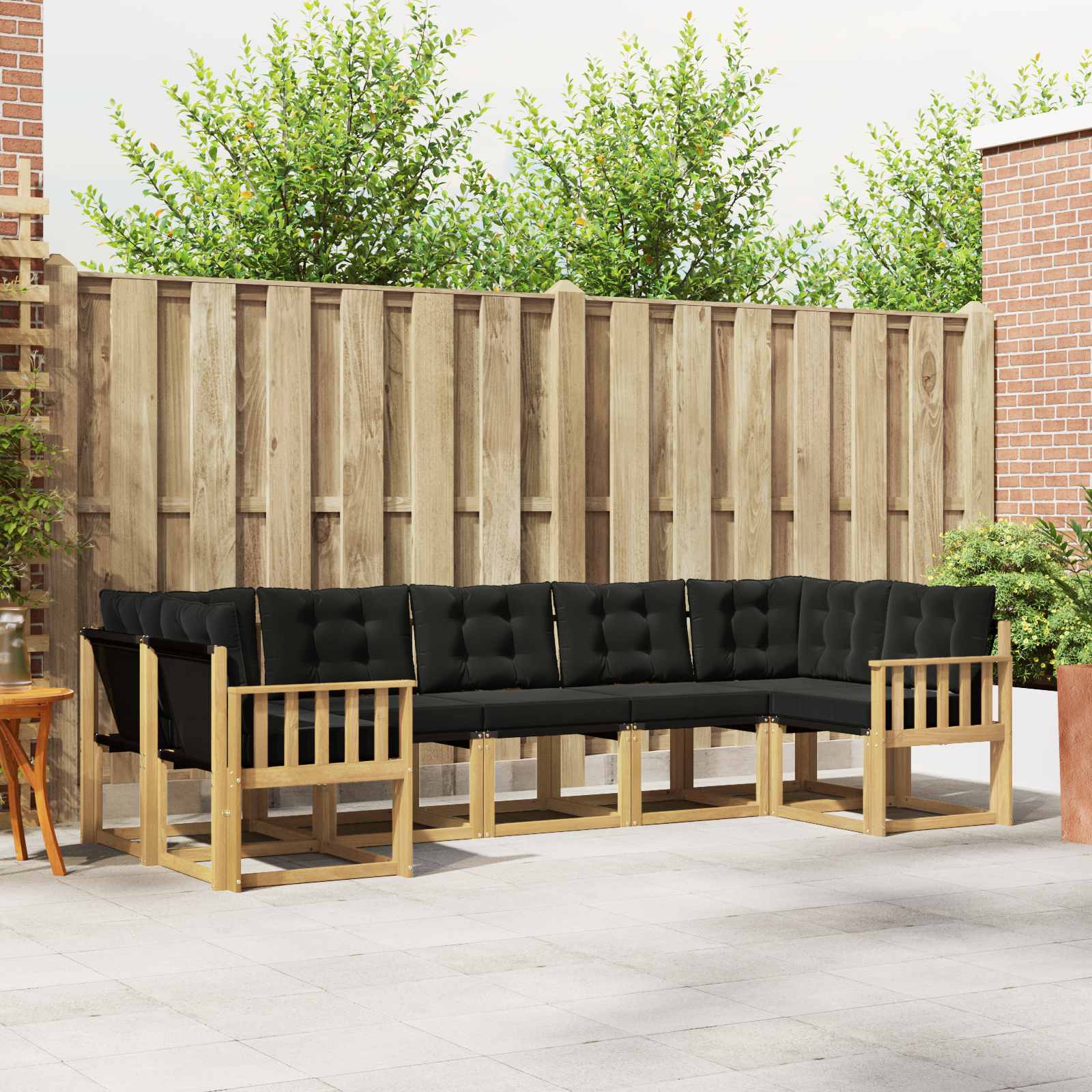Outdoor-Sofagarnitur 7 stk. Weiß und Schwarz