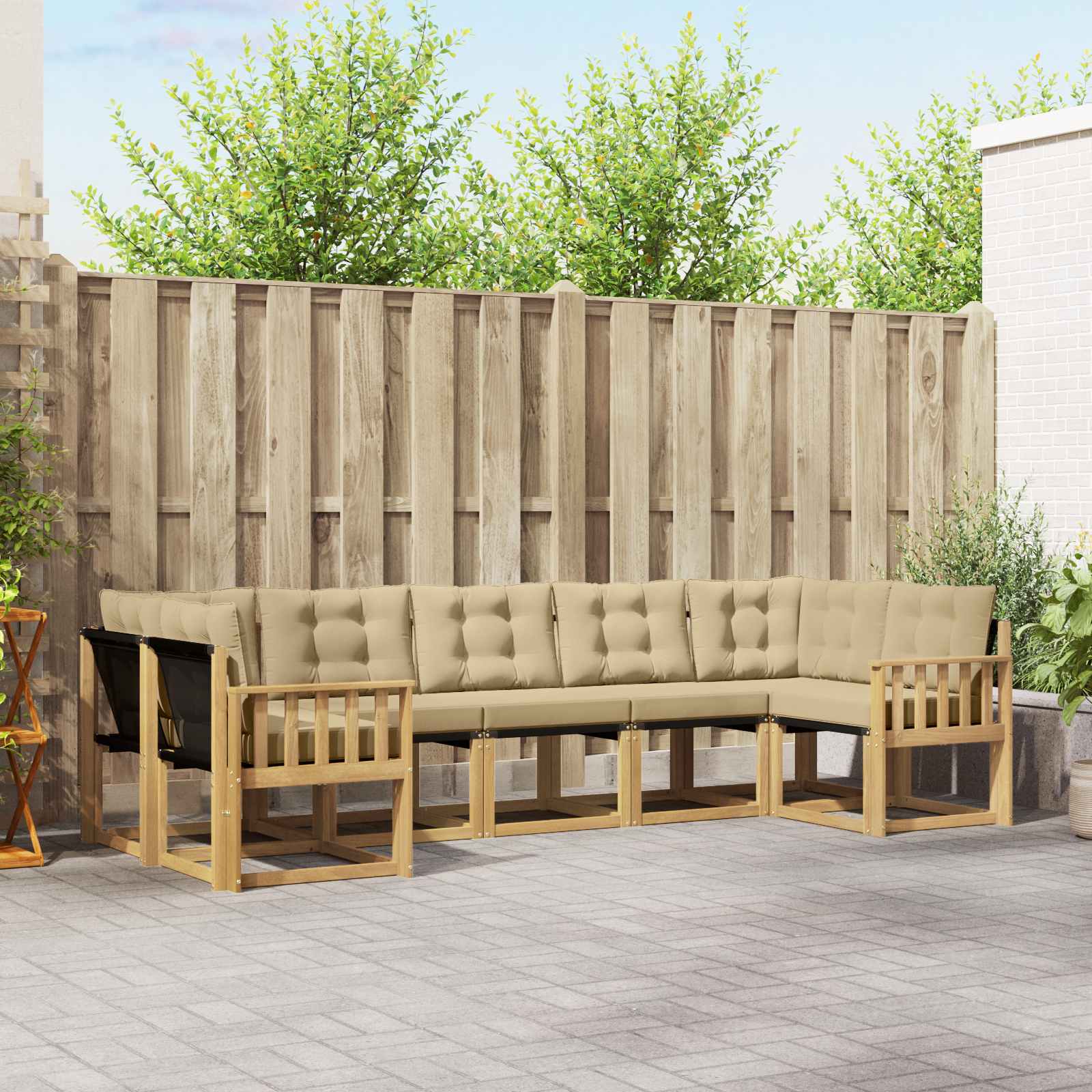 Outdoor-Sofagarnitur 7 stk. Weiß und Beige