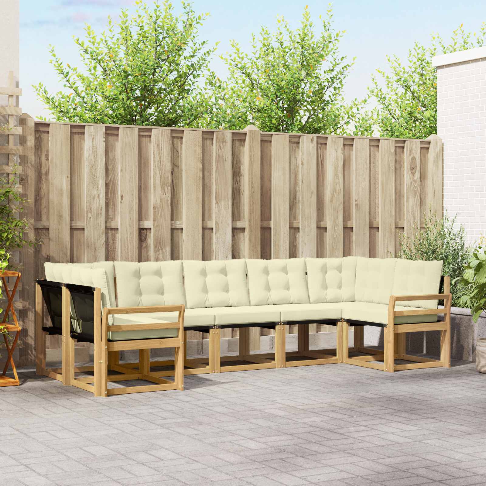 Outdoor-Sofagarnitur 7 stk. Weiß und Creme