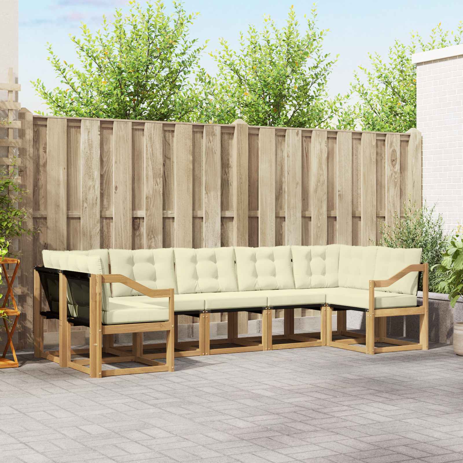 Outdoor-Sofagarnitur 7 stk. Weiß und Creme
