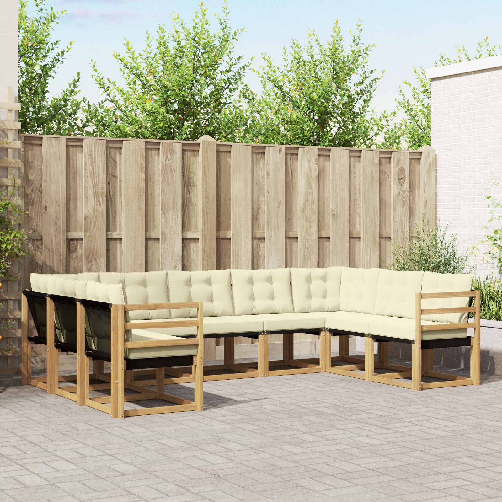 Outdoor-Sofagarnitur 9 stk. Weiß und Creme
