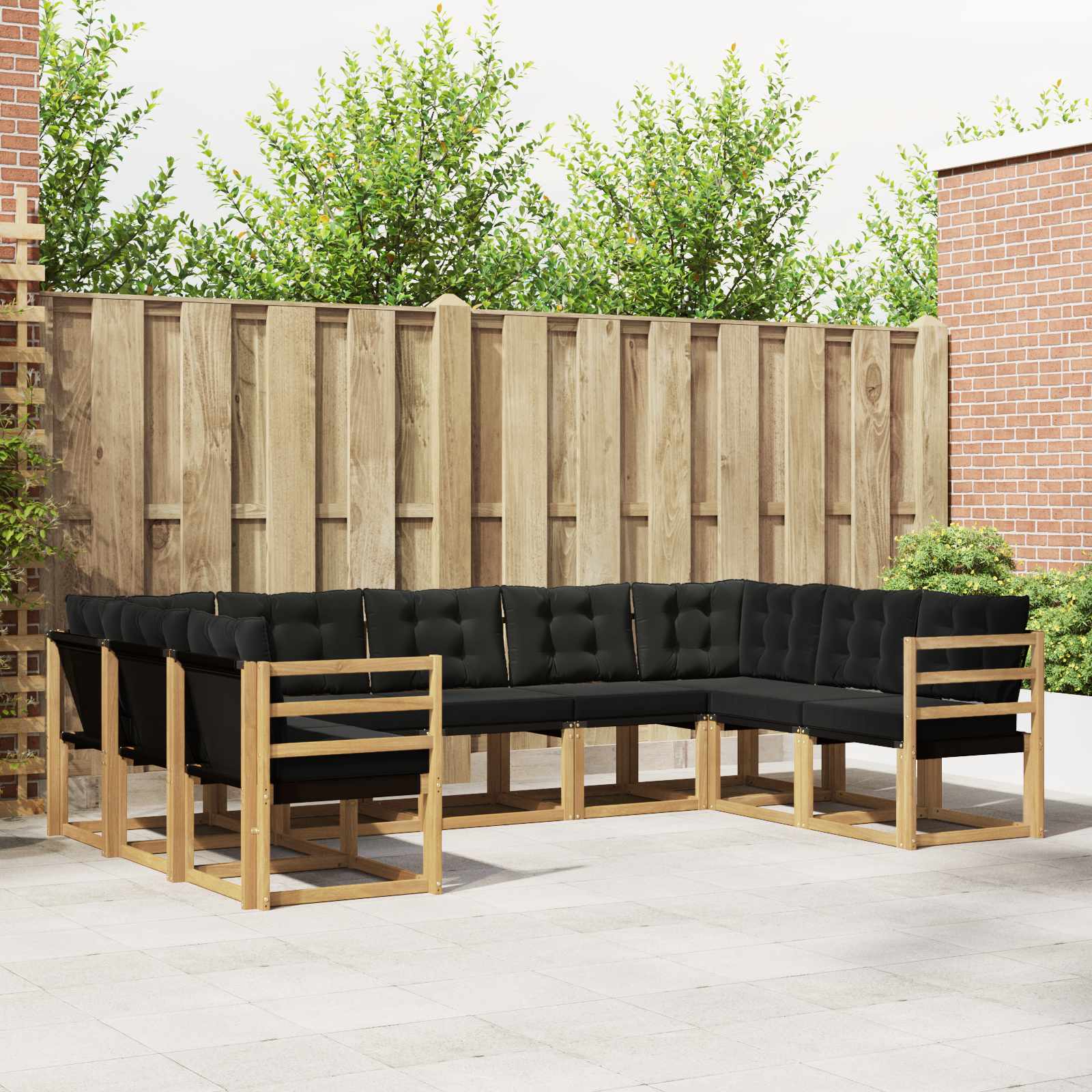 Outdoor-Sofagarnitur 9 stk. Weiß und Schwarz