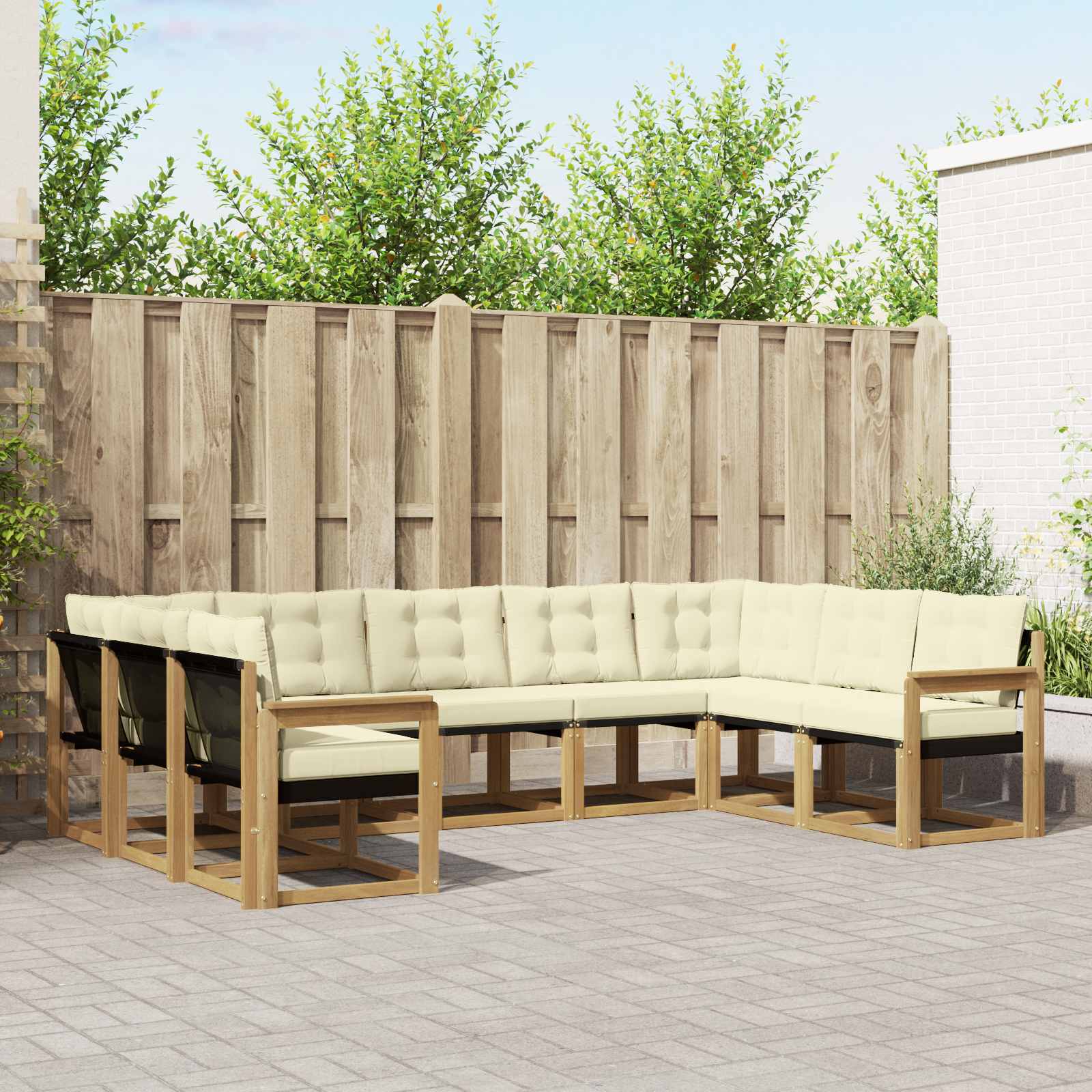 Outdoor-Sofagarnitur 9 stk. Weiß und Creme