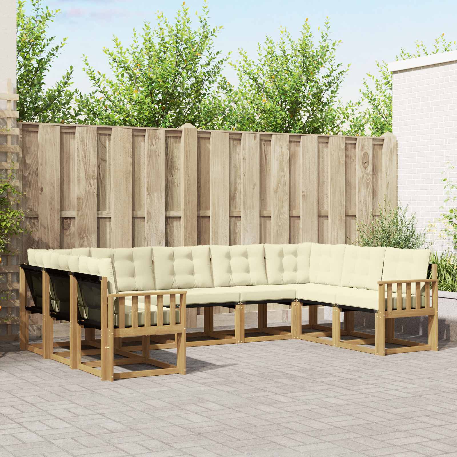 Outdoor-Sofagarnitur 9 stk. Weiß und Creme