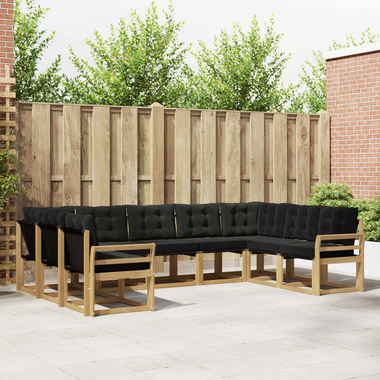 Outdoor-Sofagarnitur 9 stk. Weiß und Schwarz