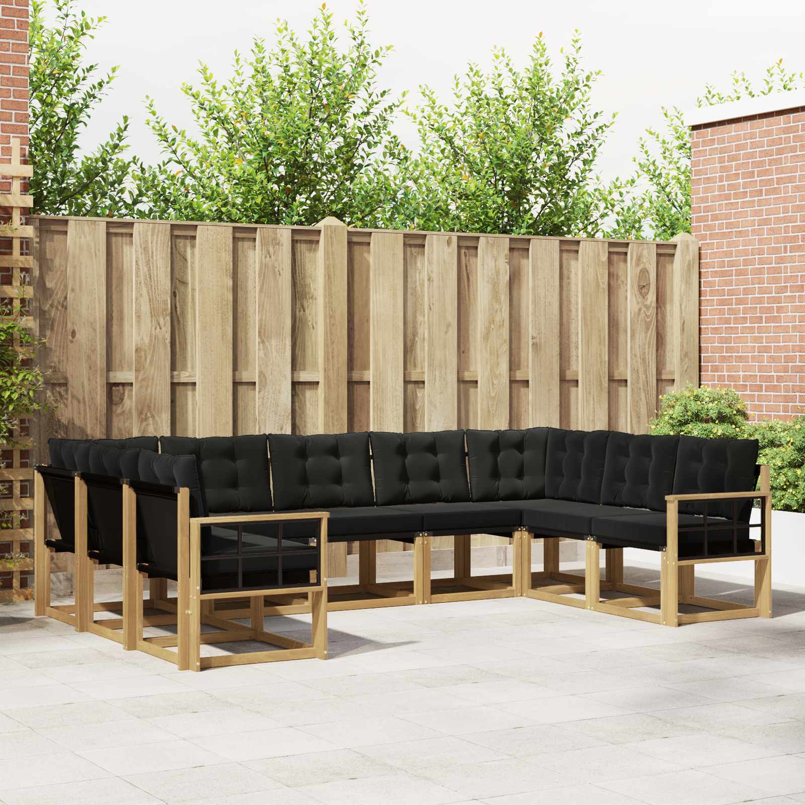 Outdoor-Sofagarnitur 9 stk. Weiß und Schwarz