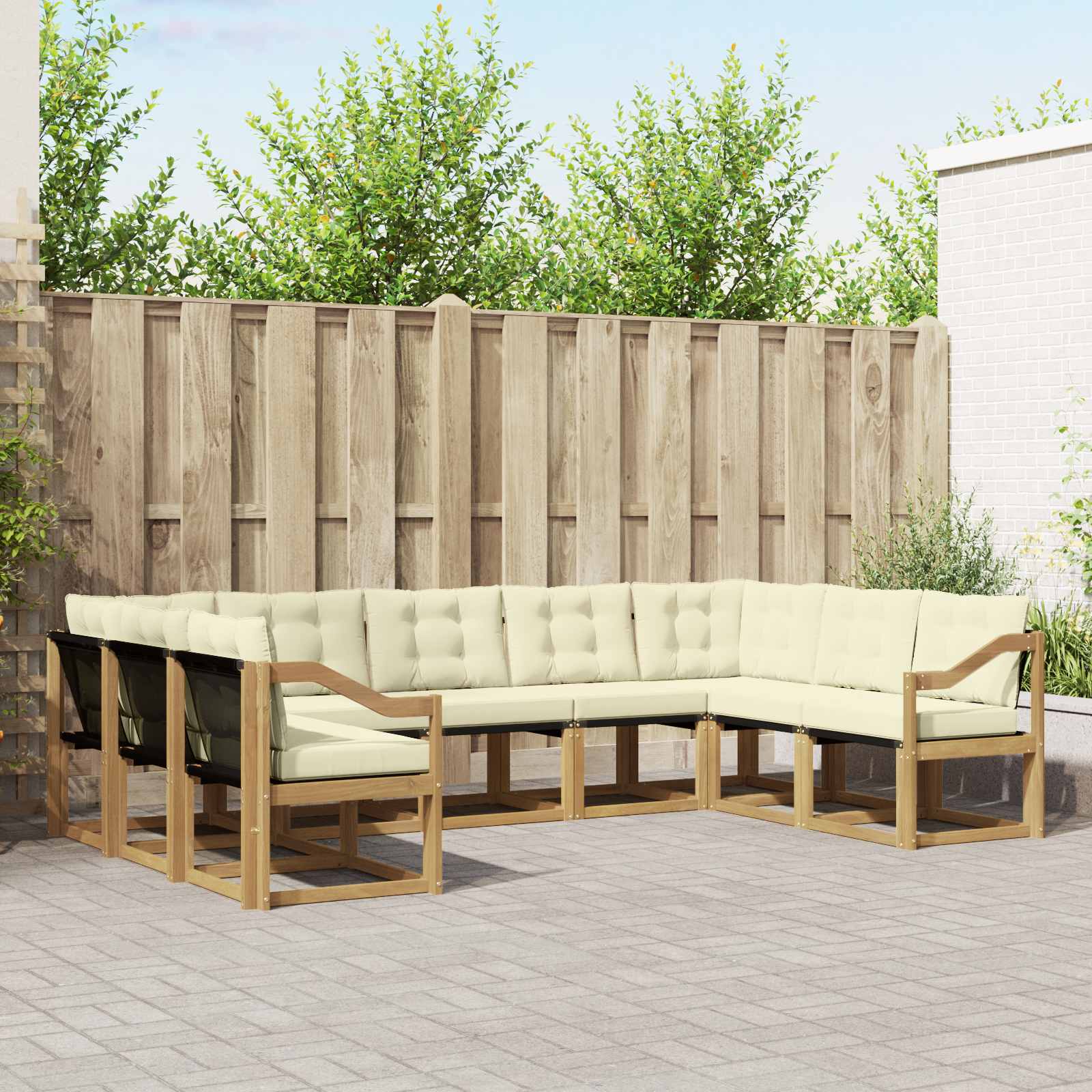 Outdoor-Sofagarnitur 9 stk. Weiß und Creme