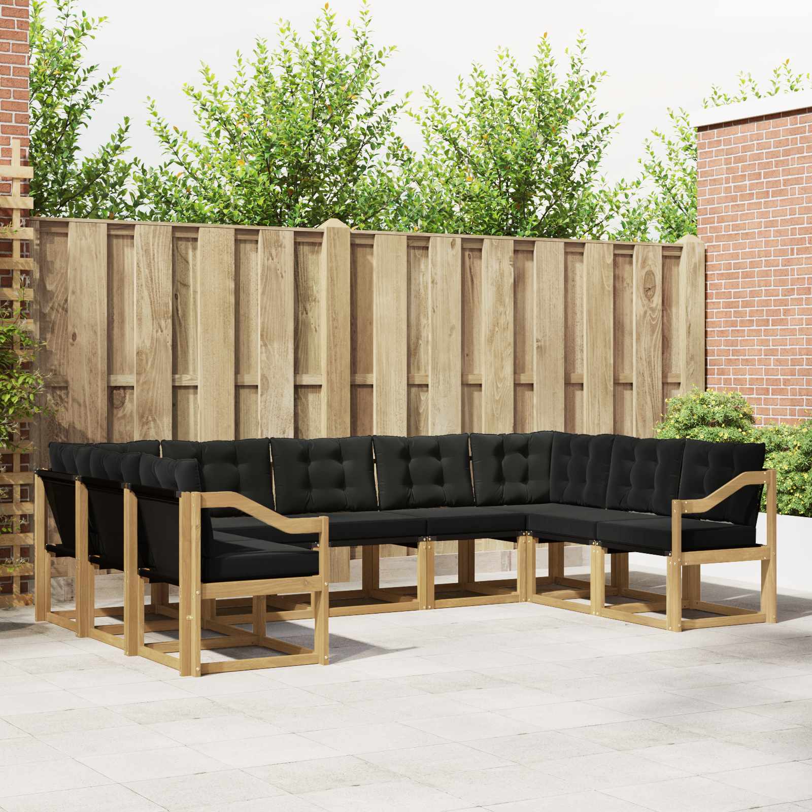 Outdoor-Sofagarnitur 9 stk. Weiß und Schwarz