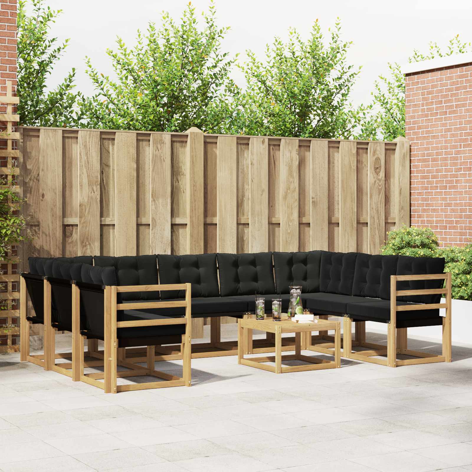 Outdoor-Sofagarnitur 10 stk. Weiß und Schwarz