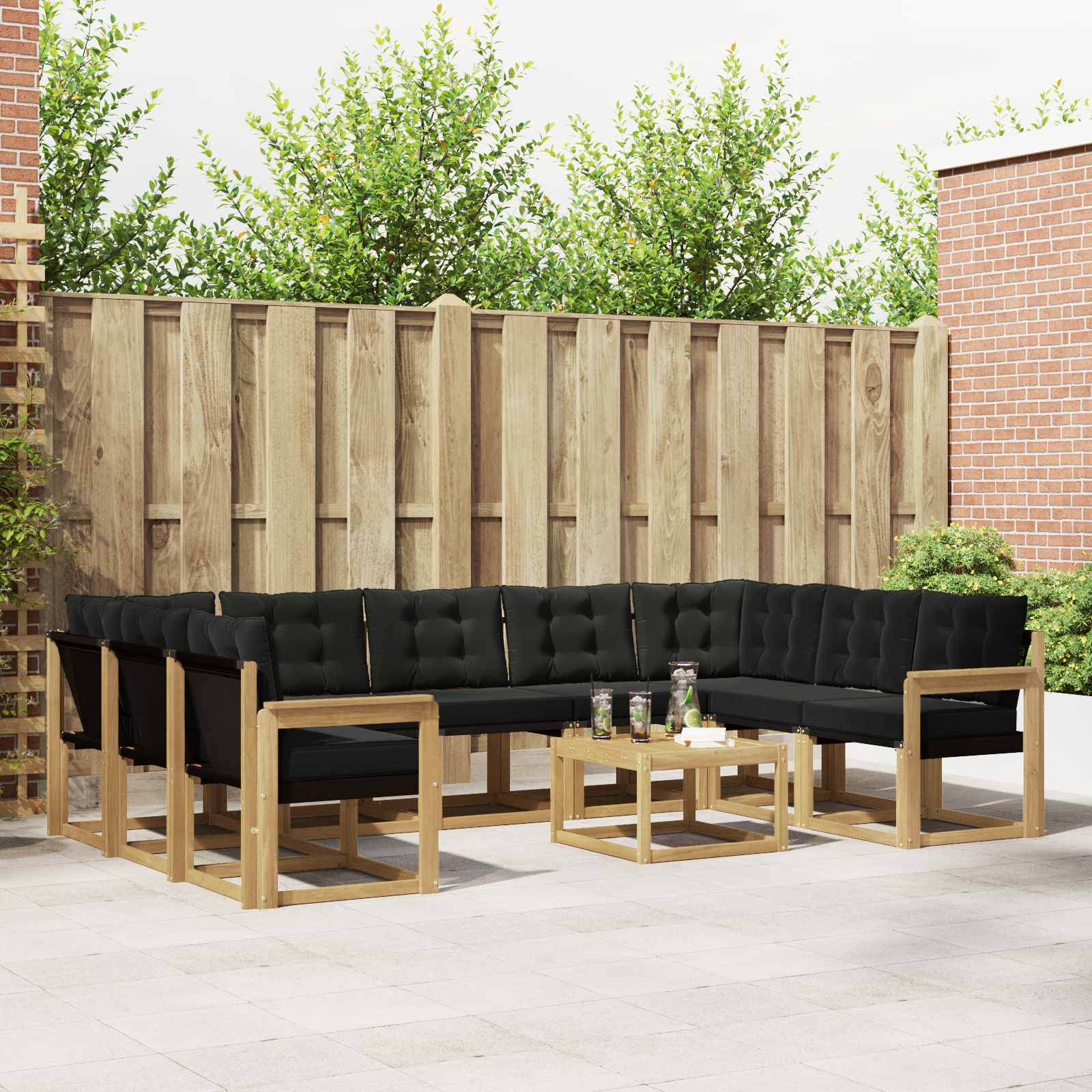 Outdoor-Sofagarnitur 10 stk. Weiß und Schwarz