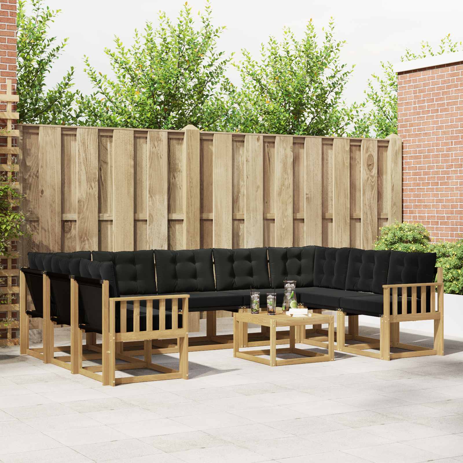 Outdoor-Sofagarnitur 10 stk. Weiß und Schwarz