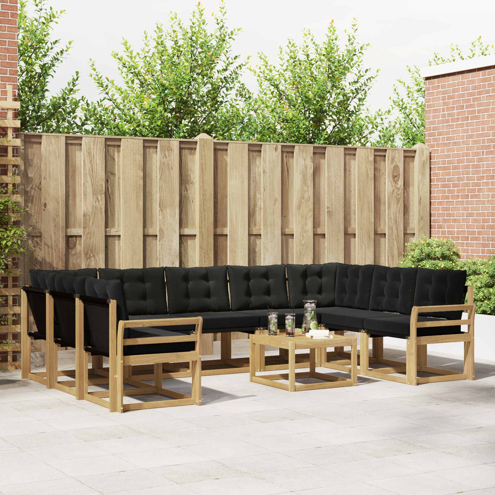 Outdoor-Sofagarnitur 10 stk. Weiß und Schwarz