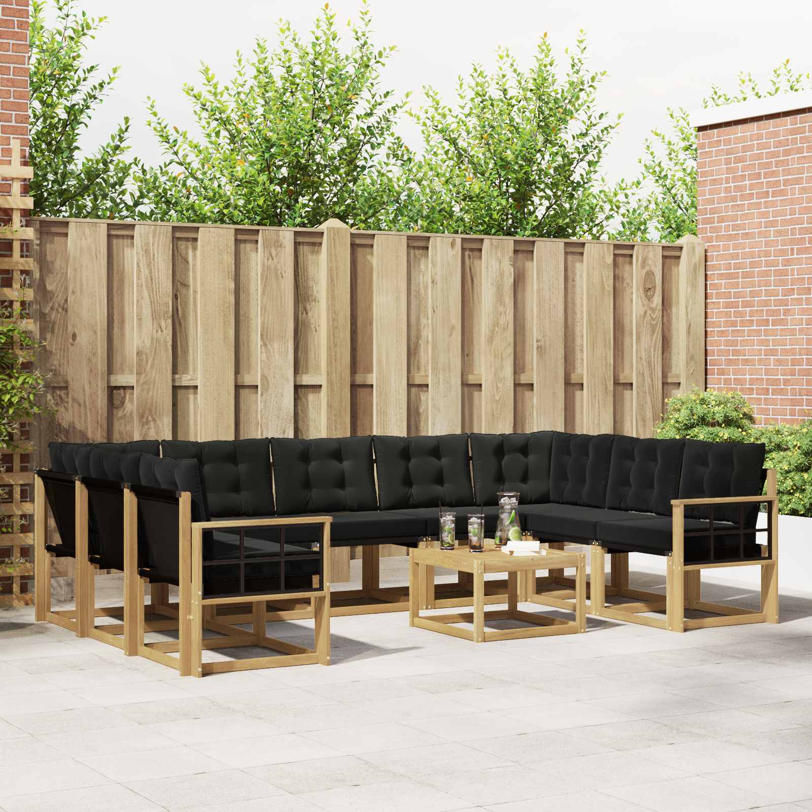 Outdoor-Sofagarnitur 10 stk. Weiß und Schwarz