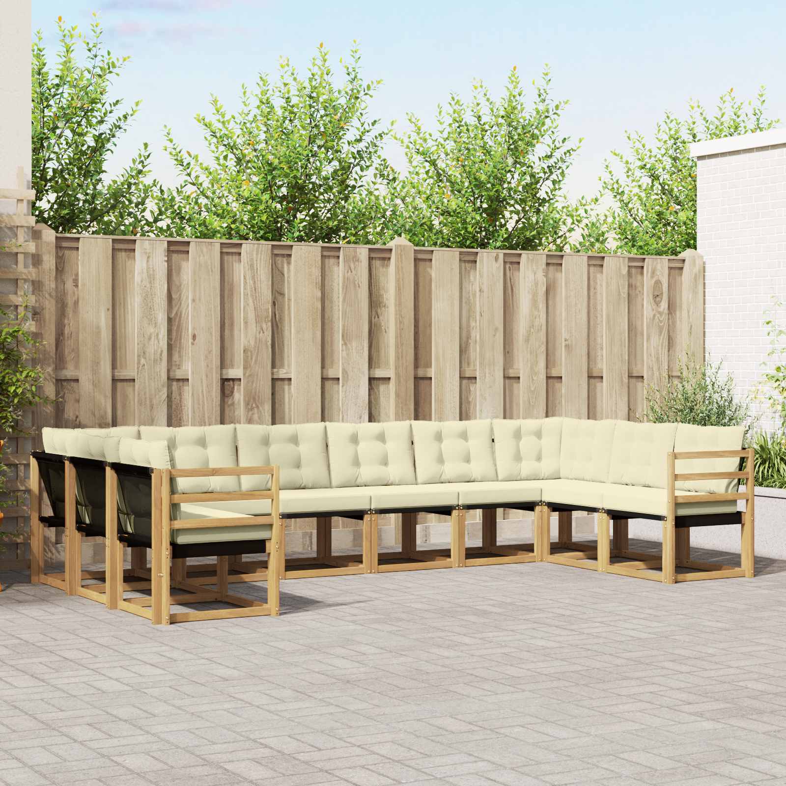 Outdoor-Sofagarnitur 10 stk. Weiß und Creme