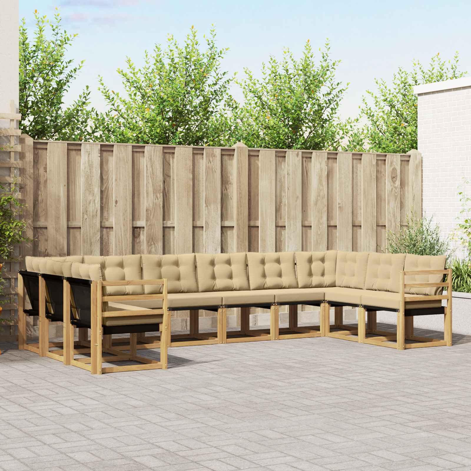 Outdoor-Sofagarnitur 10 stk. Weiß und Beige