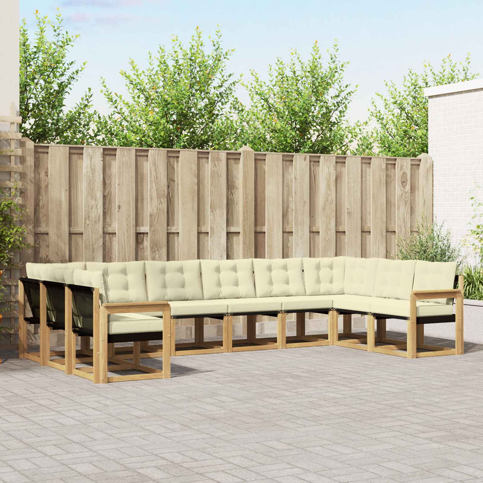Outdoor-Sofagarnitur 10 stk. Weiß und Creme