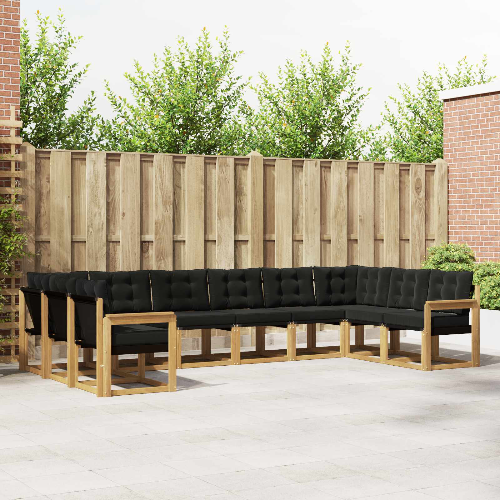 Outdoor-Sofagarnitur 10 stk. Weiß und Schwarz