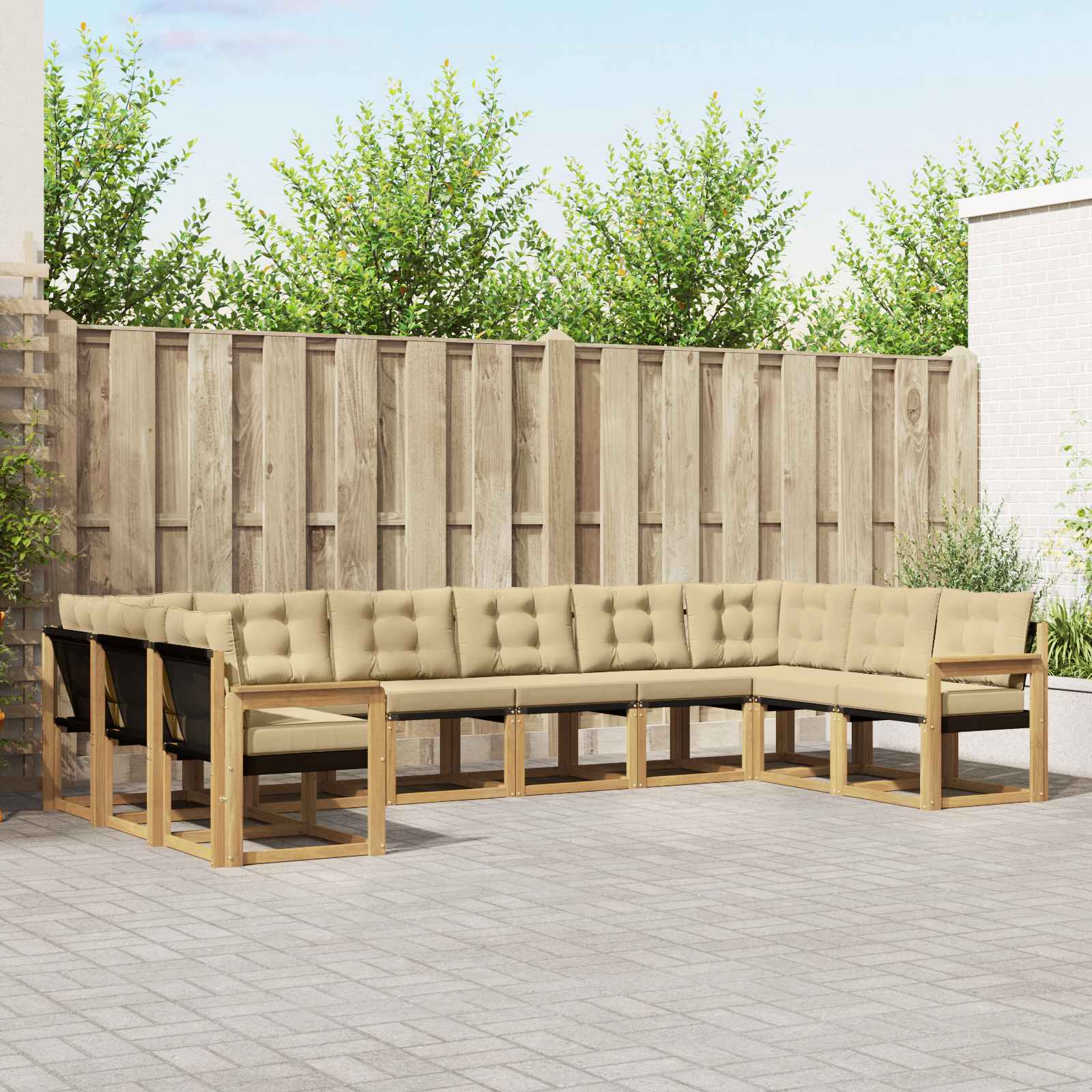 Outdoor-Sofagarnitur 10 stk. Weiß und Beige