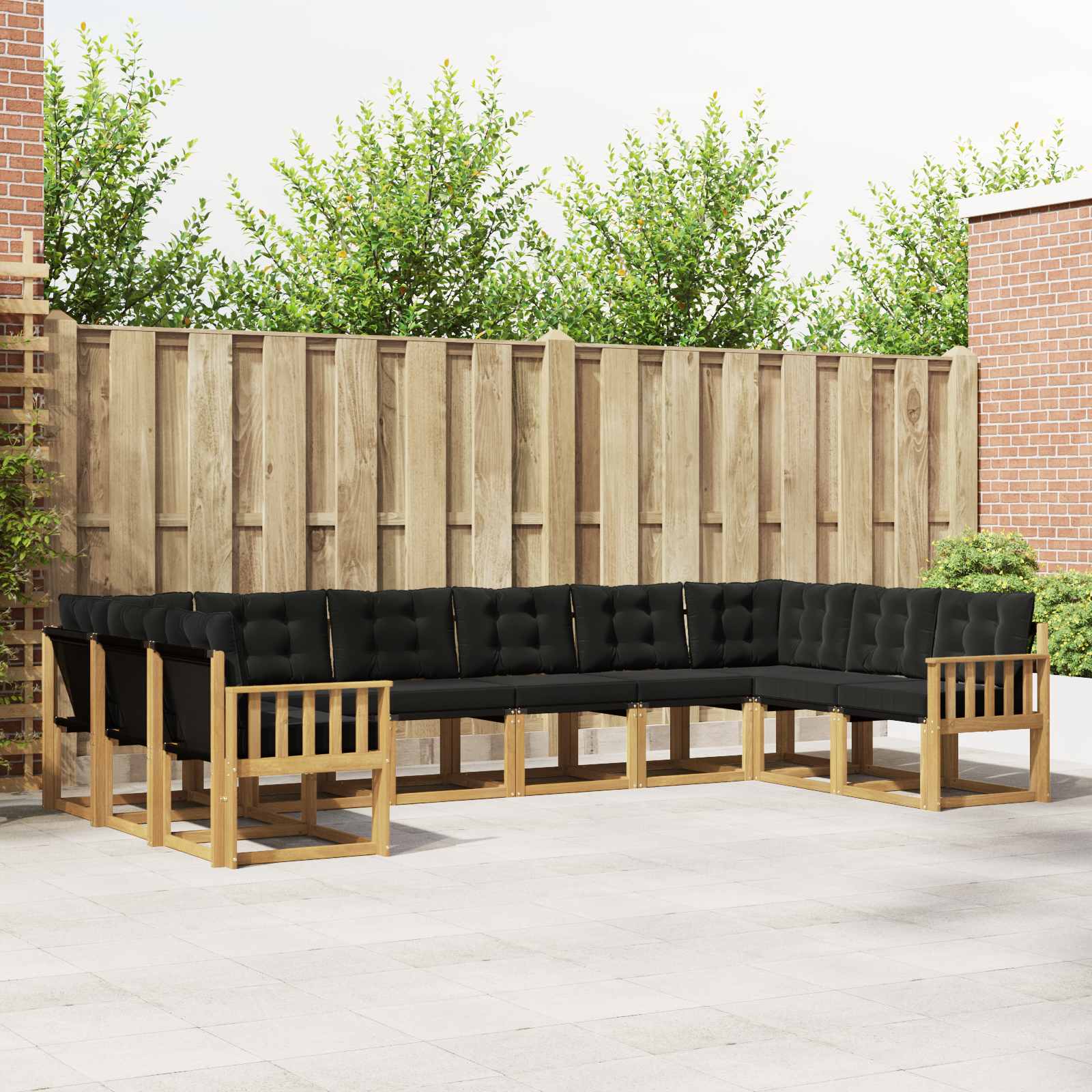 Outdoor-Sofagarnitur 10 stk. Weiß und Schwarz