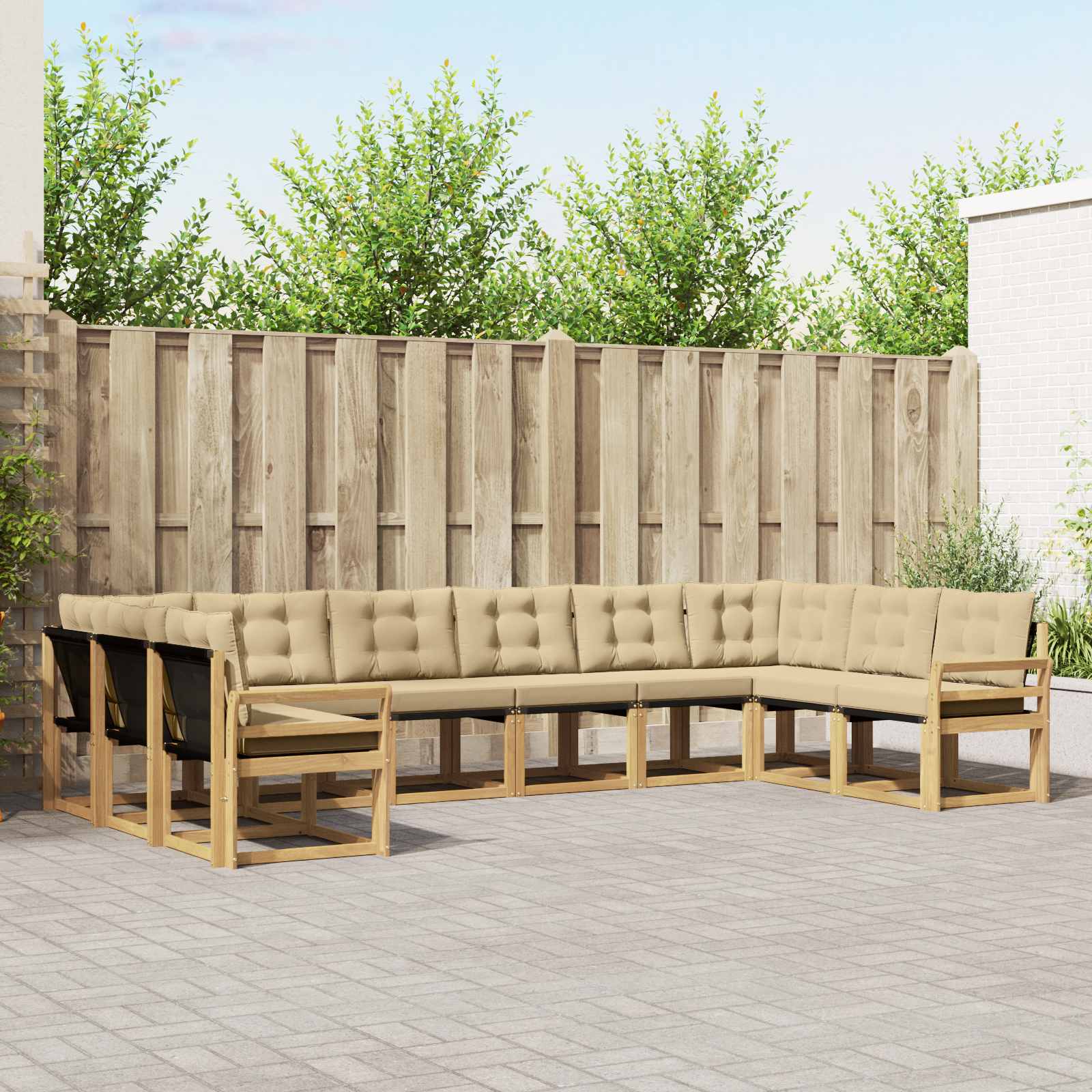 Outdoor-Sofagarnitur 10 stk. Weiß und Beige