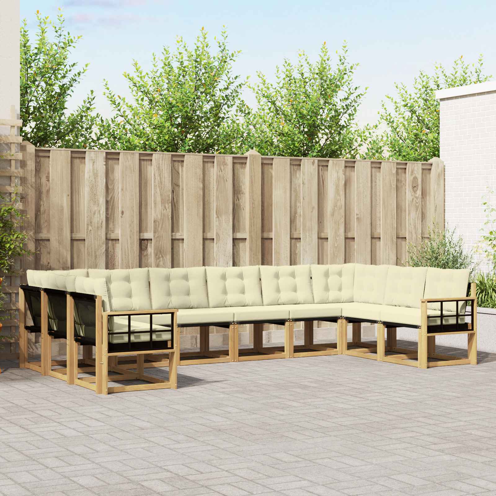 Outdoor-Sofagarnitur 10 stk. Weiß und Creme