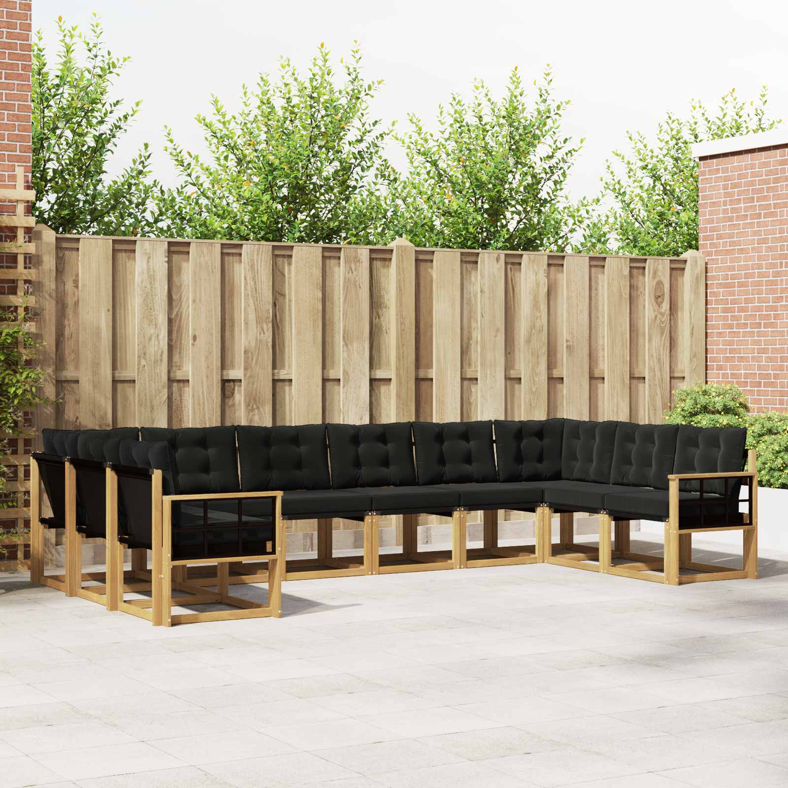 Outdoor-Sofagarnitur 10 stk. Weiß und Schwarz