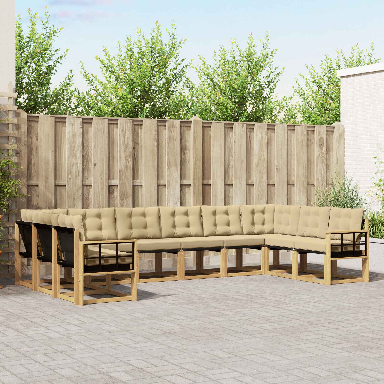 Outdoor-Sofagarnitur 10 stk. Weiß und Beige