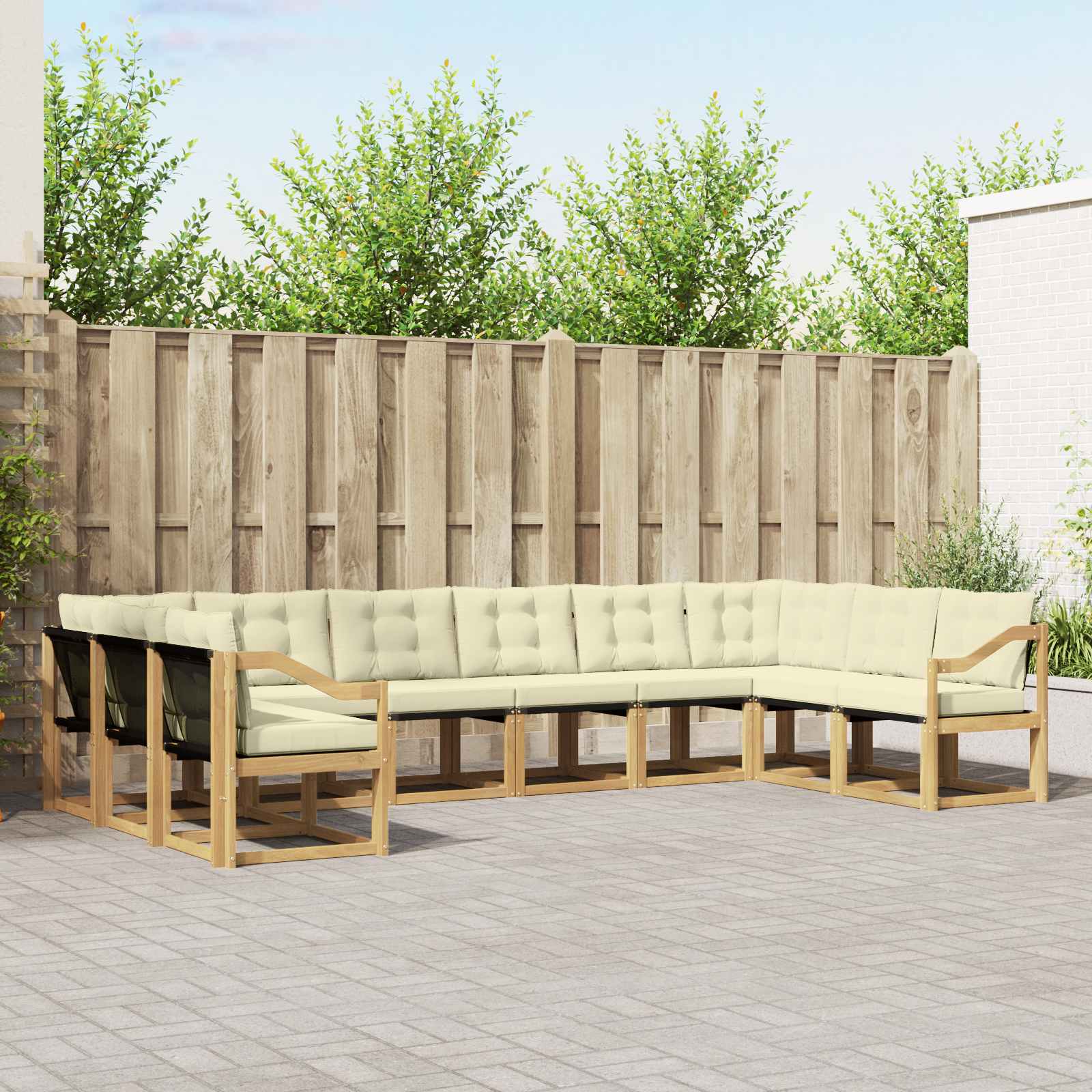 Outdoor-Sofagarnitur 10 stk. Weiß und Creme