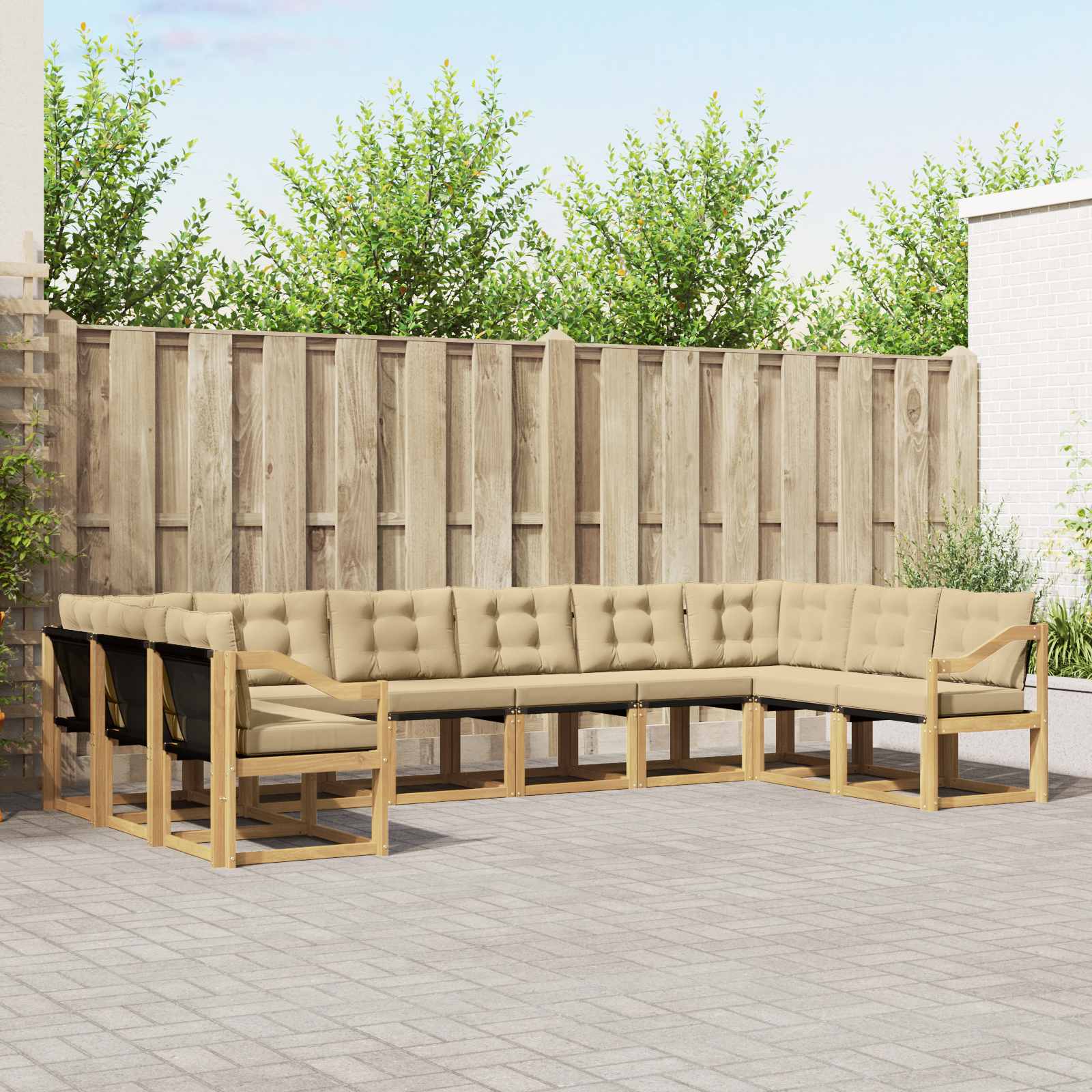 Outdoor-Sofagarnitur 10 stk. Weiß und Beige