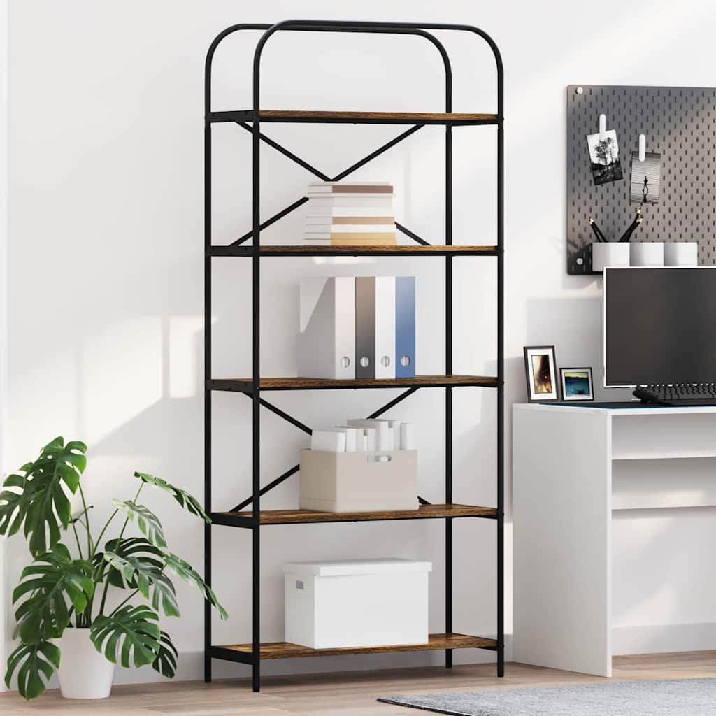 Bücherregal 5 Ebenen 80 x 30 x 183 cm Holzwerkstoff