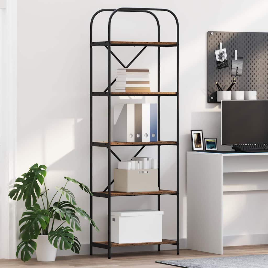 Bücherregal 5 Ebenen 60 x 30 x 183 cm Holzwerkstoff Altholz