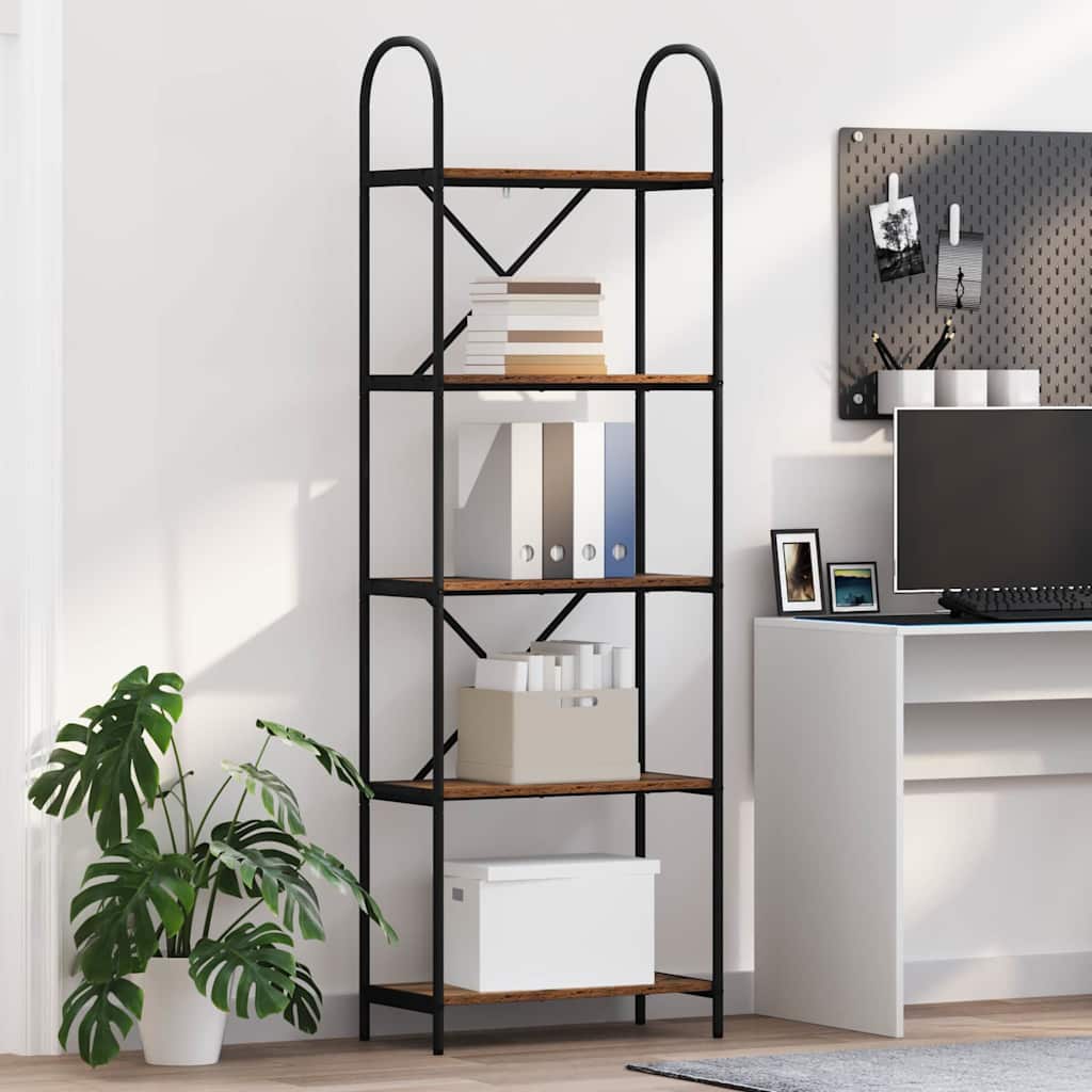 Bücherregal 5 Ebenen 60 x 30 x 183 cm Holzwerkstoff Altholz