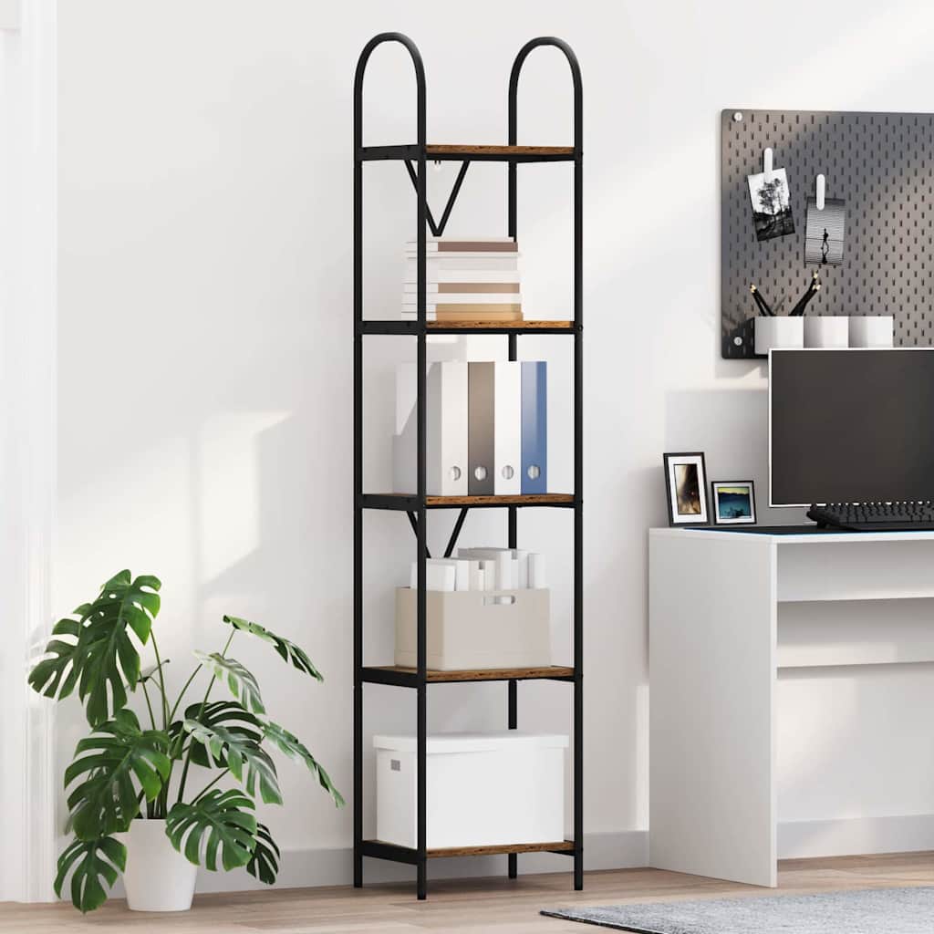 Bücherregal 5 Ebenen 40 x 30 x 183 cm Holzwerkstoff Altholz