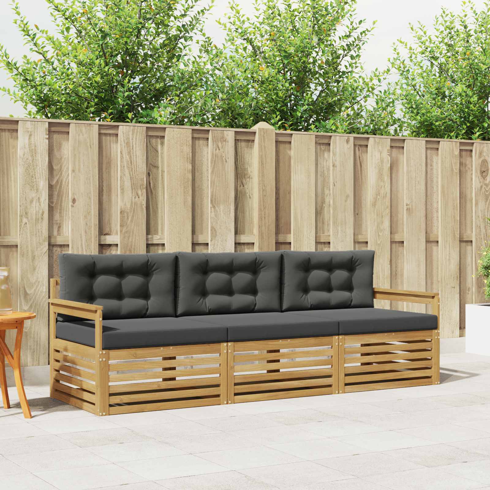 Outdoor-Sofagarnitur 3 stk. Weiß und Anthrazit Polyester