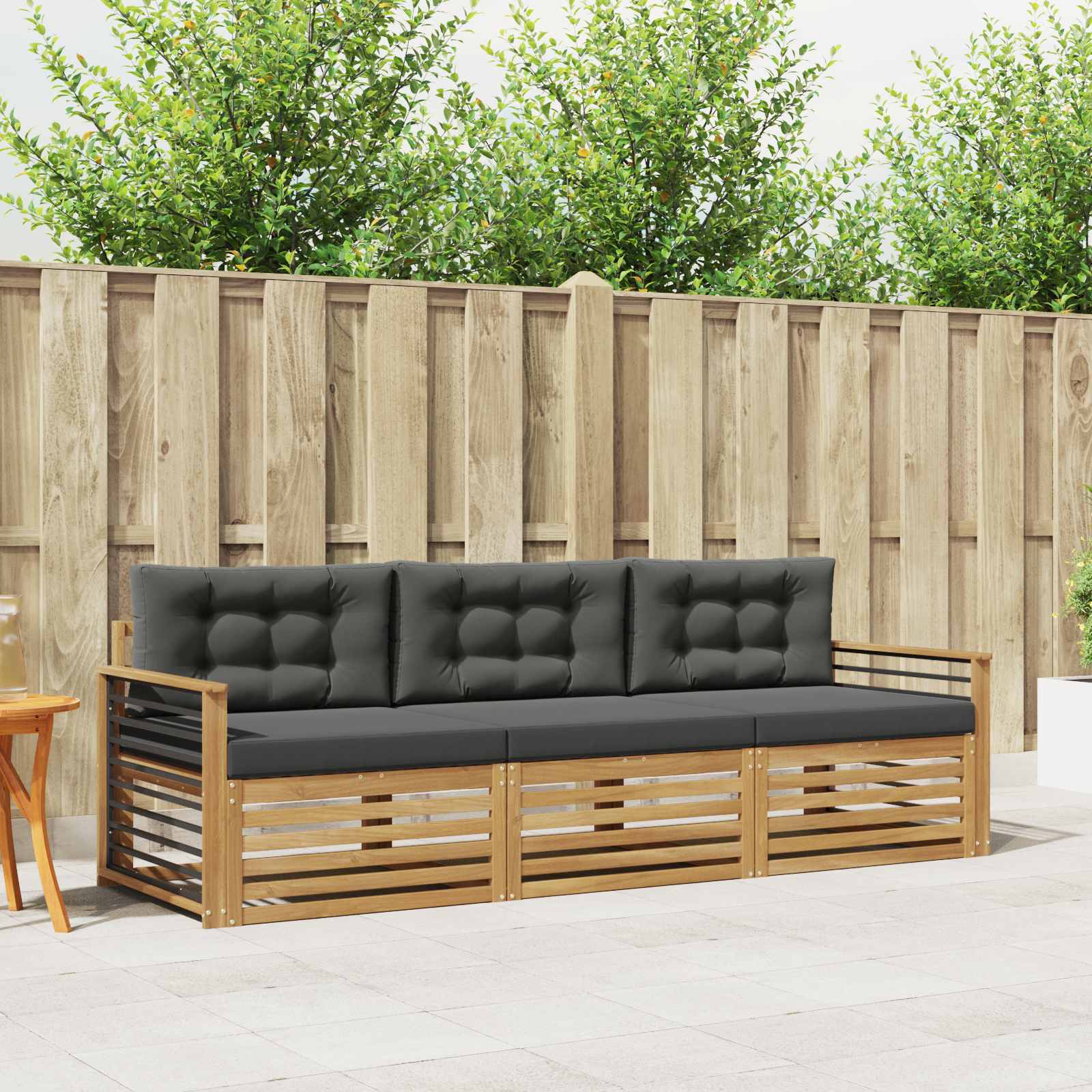 Outdoor-Sofagarnitur 3 stk. Weiß und Anthrazit Polyester