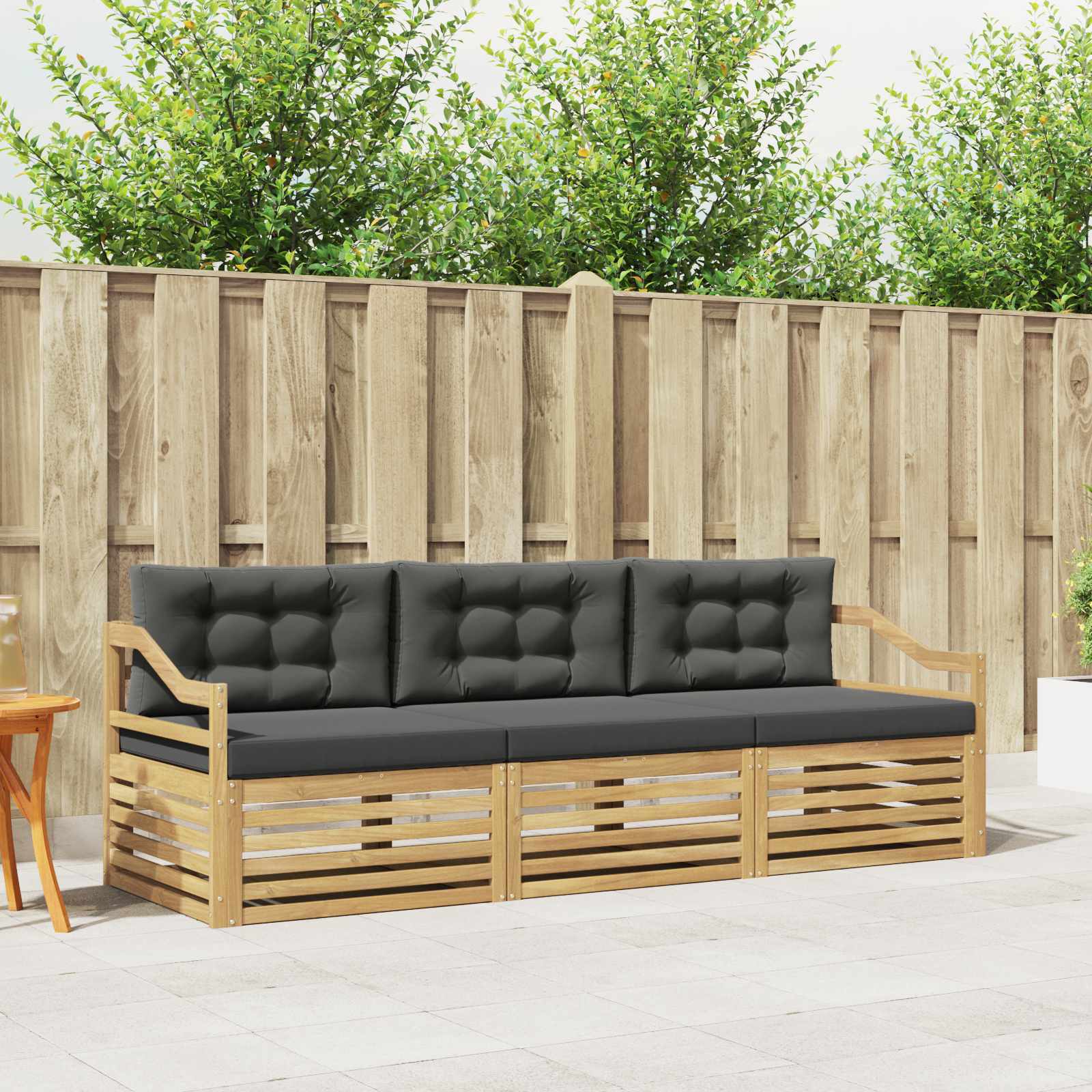 Outdoor-Sofagarnitur 3 stk. Weiß und Anthrazit Polyester