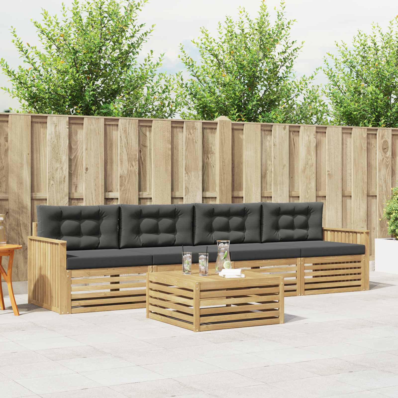 Outdoor-Sofagarnitur 5 Stk. Weiß und Anthrazit