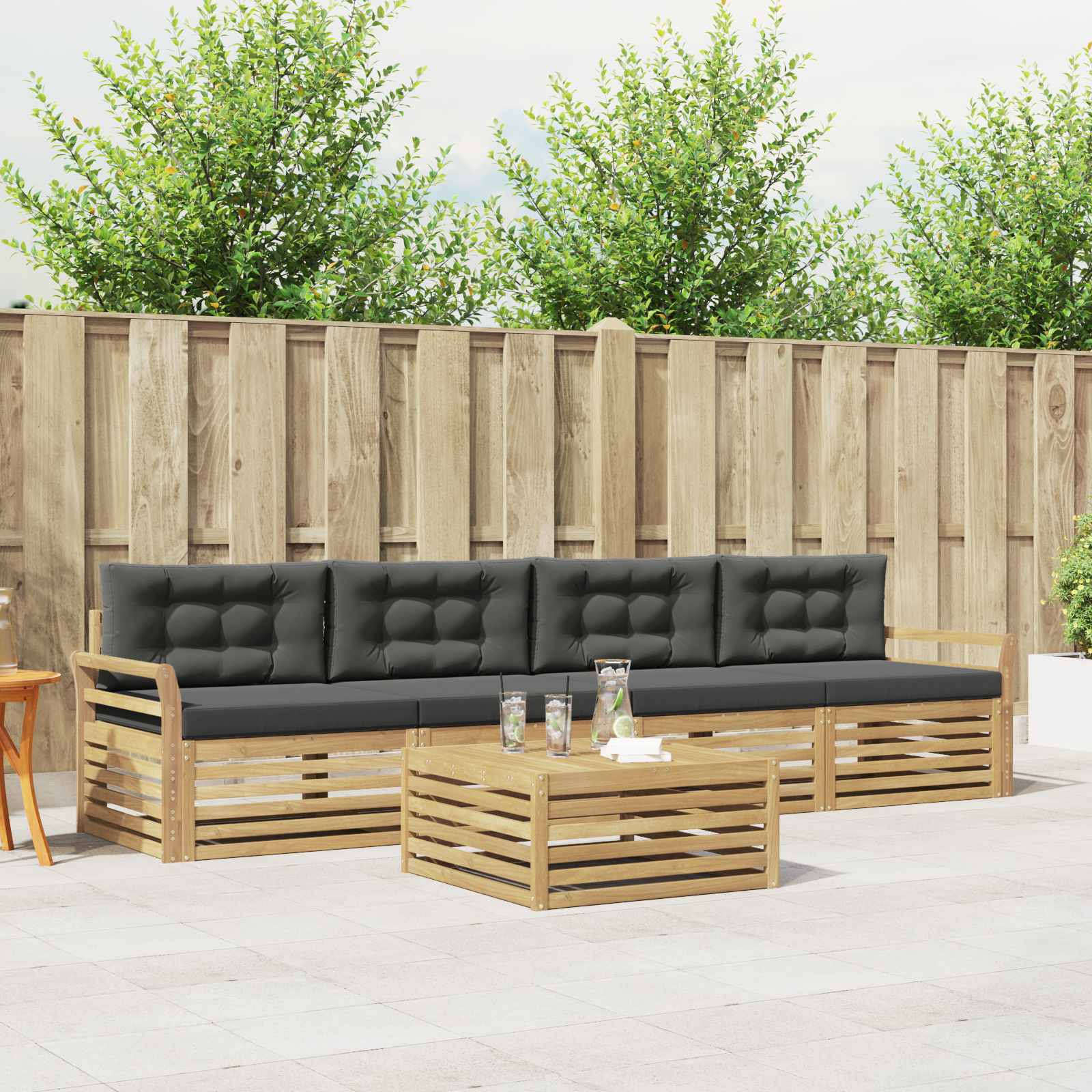 Outdoor-Sofagarnitur 5 Stk. Weiß und Anthrazit