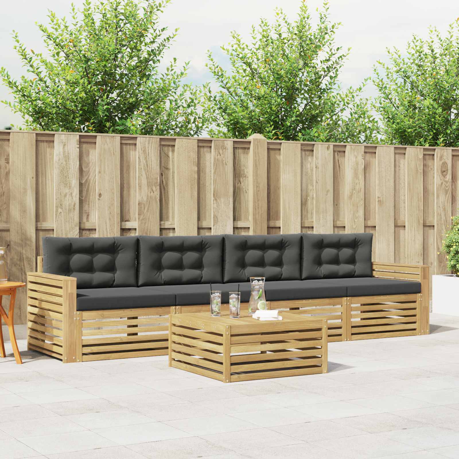 Outdoor-Sofagarnitur 5 Stk. Weiß und Anthrazit