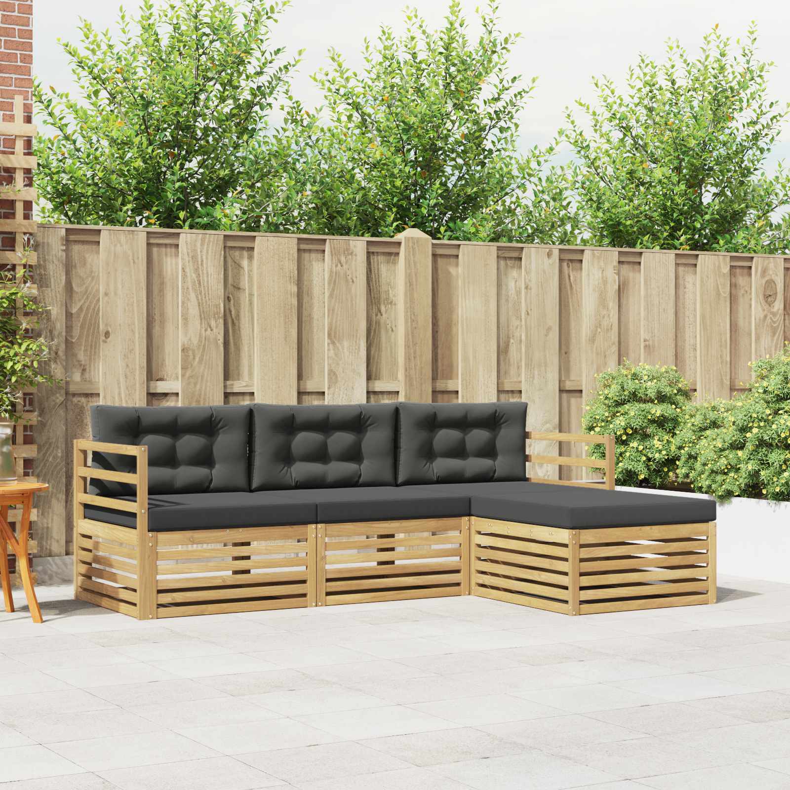 Outdoor-Sofagarnitur 4 stk. Weiß und Anthrazit Polyester