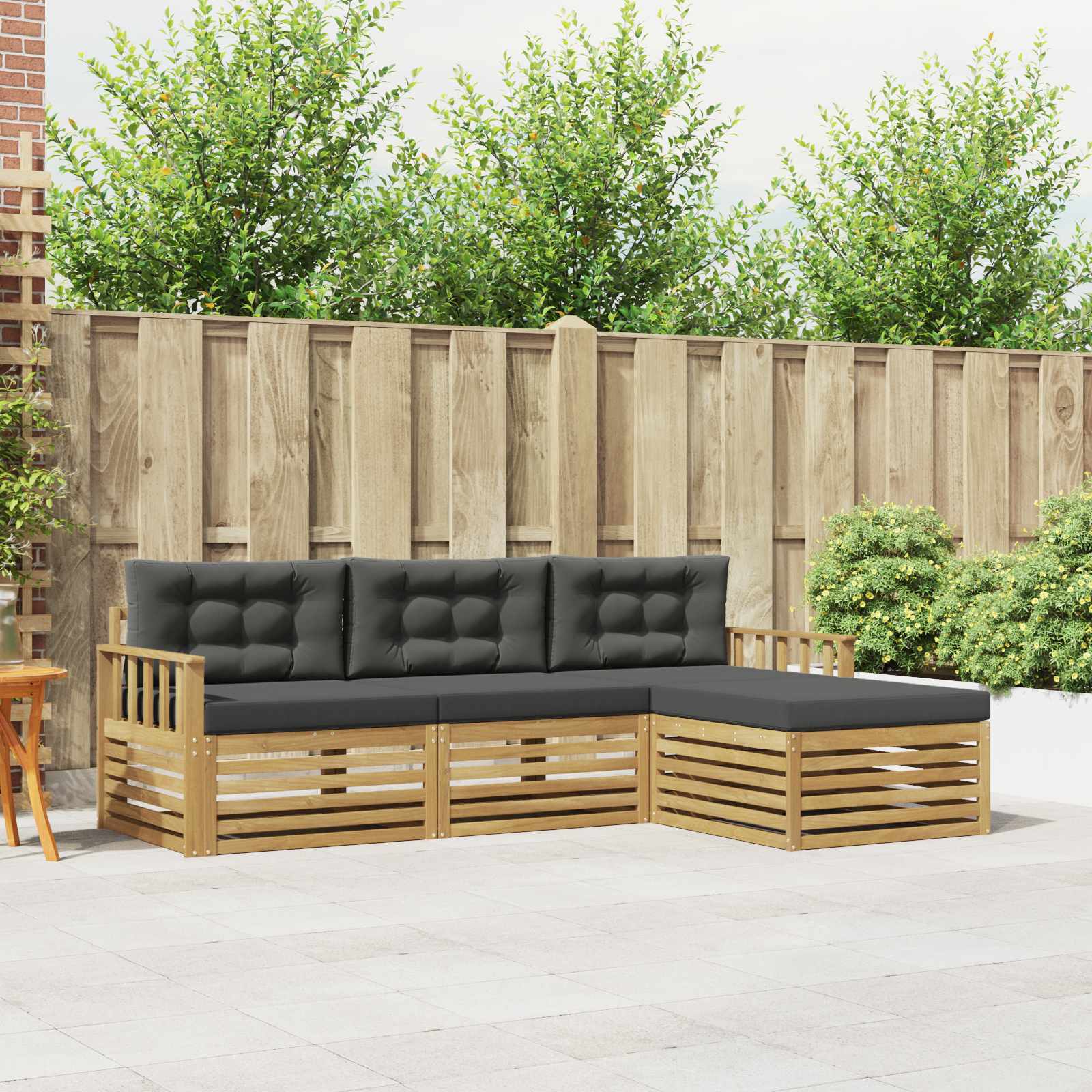Outdoor-Sofagarnitur 4 stk. Weiß und Anthrazit Polyester