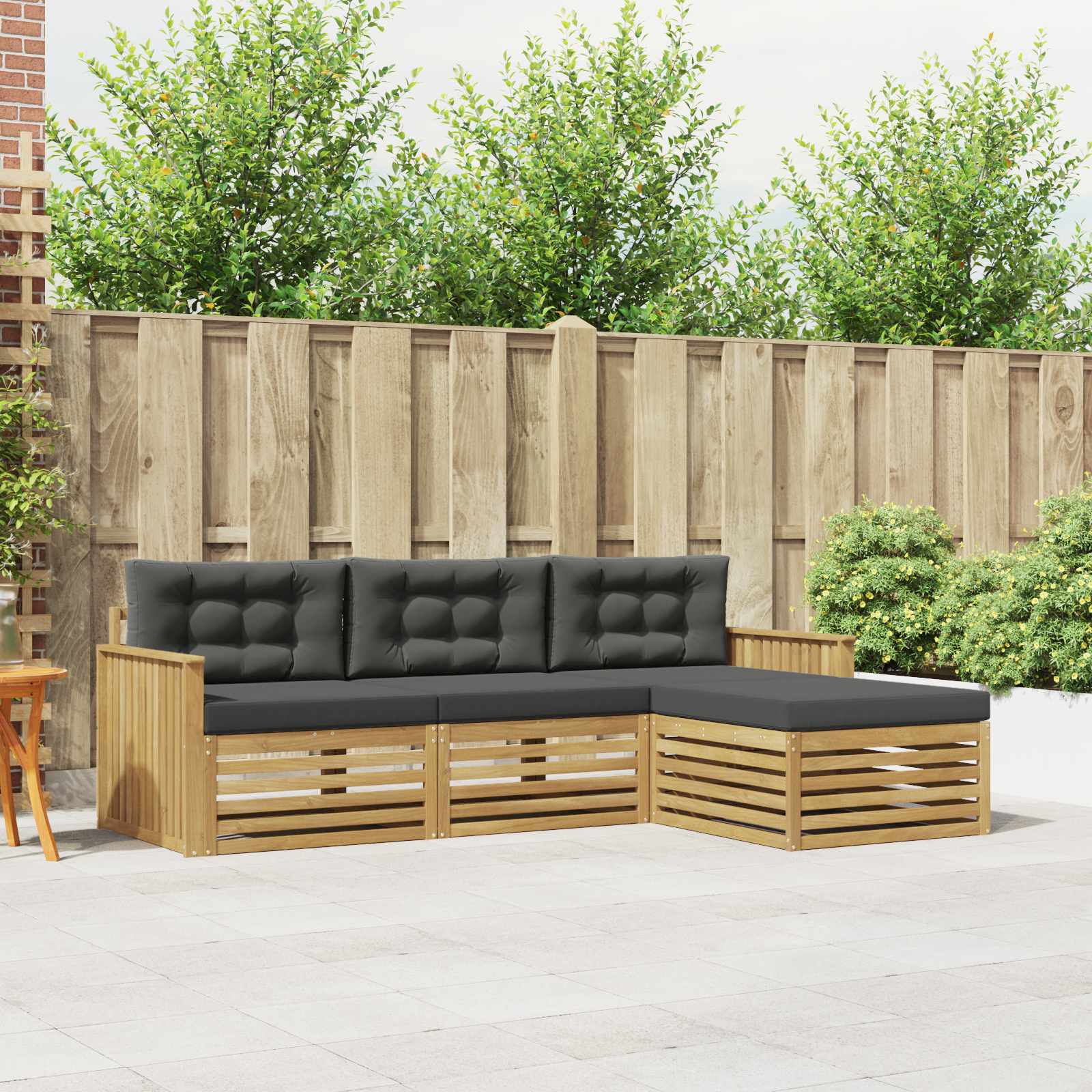 Outdoor-Sofagarnitur 4 Stk. Weiß und Anthrazit
