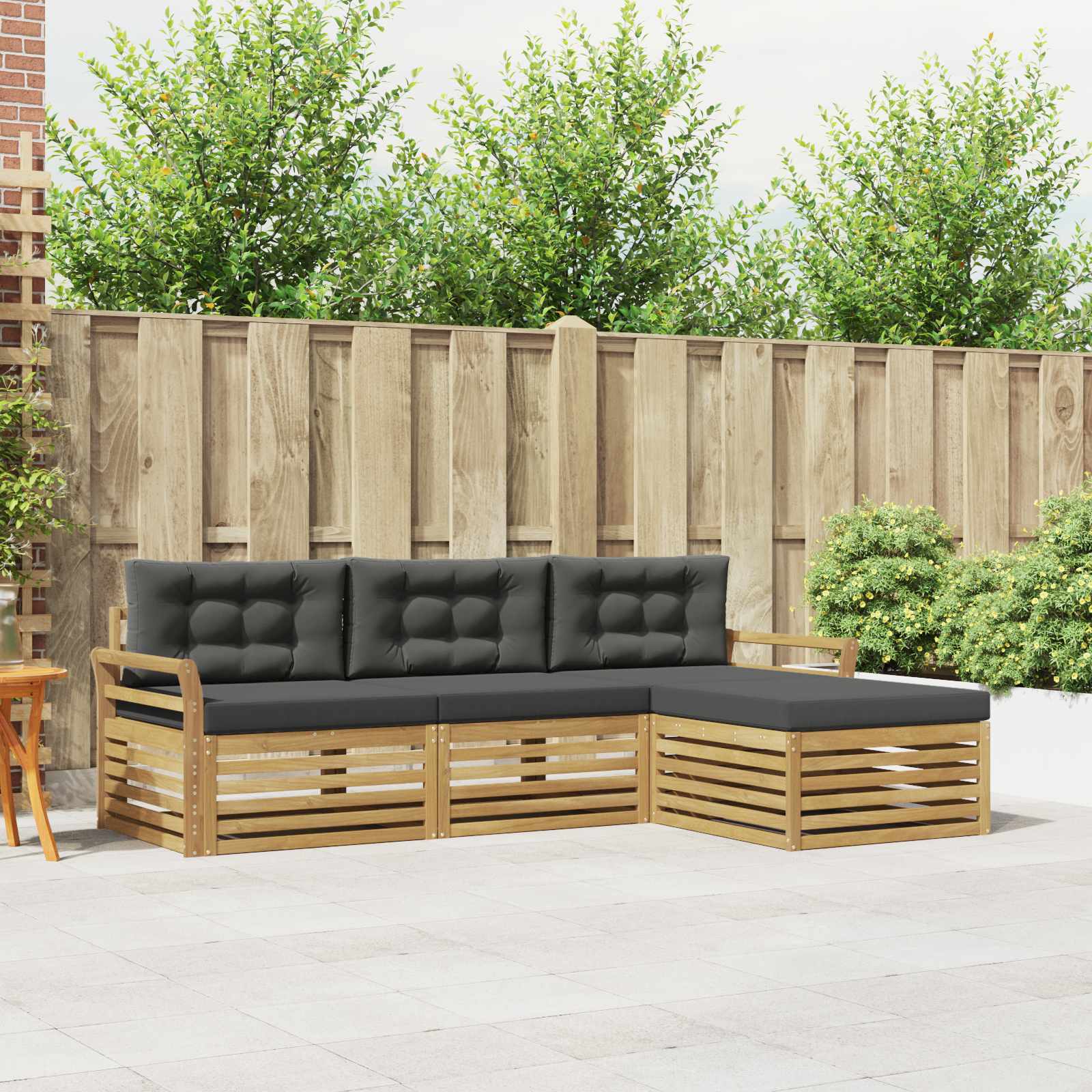 Outdoor-Sofagarnitur 4 Stk. Weiß und Anthrazit